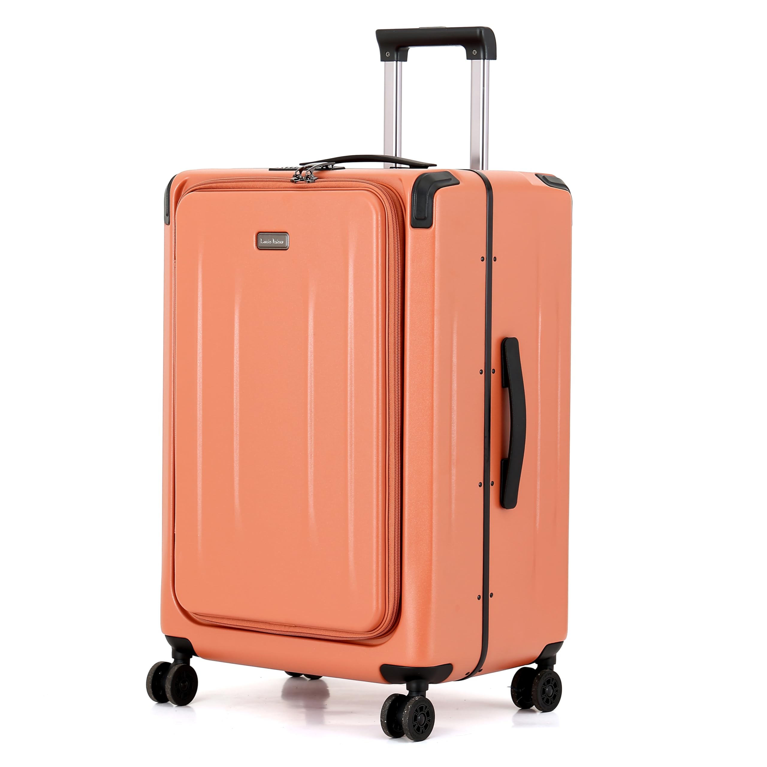 25 Inch Luggage, Top Opening Airline Approved ABS+PC Hard Shell Suitcases with Silent Wheels, TSA Lock,Front Pocket and Wet-dry Separated Six-piece Set(25 inch-Orange)