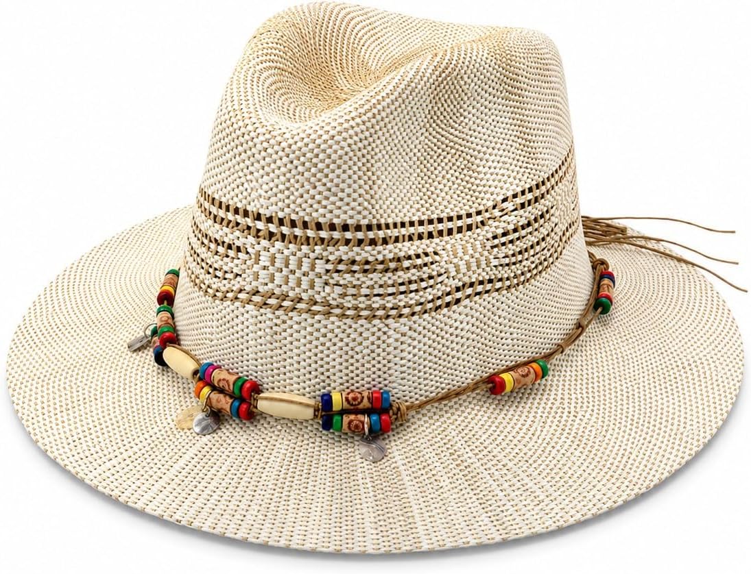 Peter Grimm Ibiza Straw Fedora Sun Hat, Great for Beach, Resort, Travel