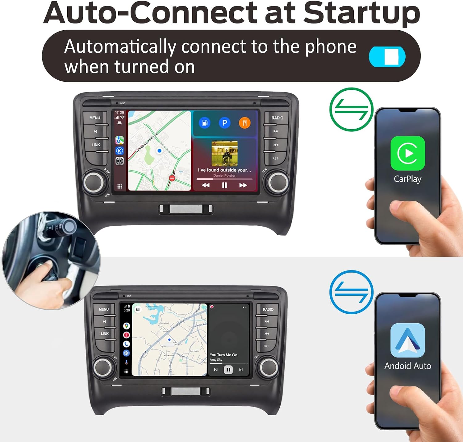 Linux Car Stereo Compatible with Audi TT MK2 8J 2008-2014 Fast Boot/Bluetooth/Wireless CarPlay/Android Auto/FM/AM/RDS/USB