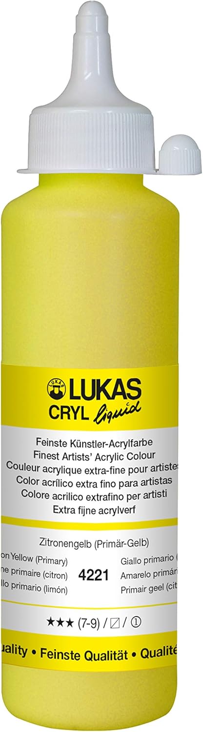 Lukas Cryl Liquid Soft Body Acrylic Paints for Painting - Professional Low Viscosity - 250 ml Bottle Carmine