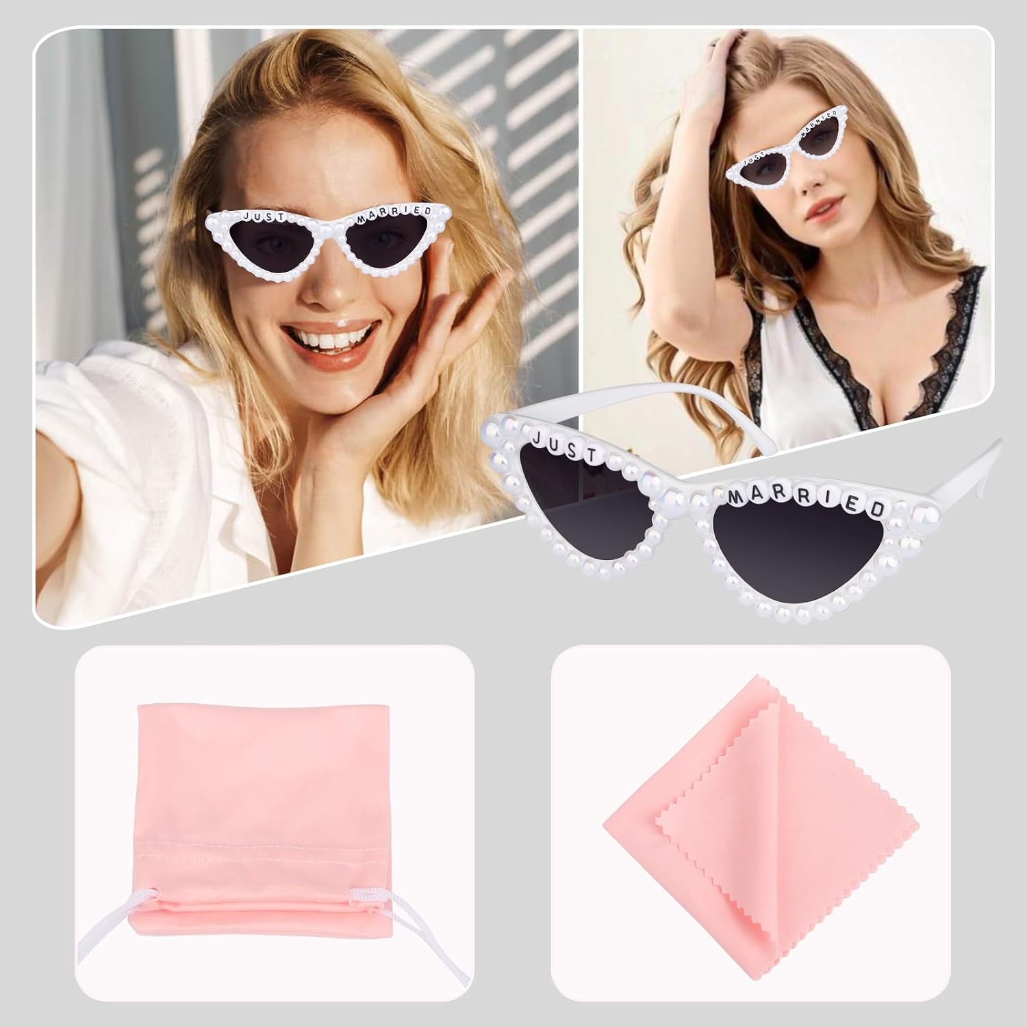 Bride Sunglasses for Bachelorette White Cat Eye Glasses for Bridesmaid Sunnies Bride to Be Gift Bachelorette Accessories