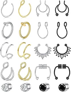 Fake Nose Ring Fake Septum Fake Nose Ring Hoop Magnetic Septum Nose Ring Fake Nose Stud Fake Nose Rings for Women Fake Nose Piercing Nose Ring Fake Septum Nose Ring Fake Nose Cuff