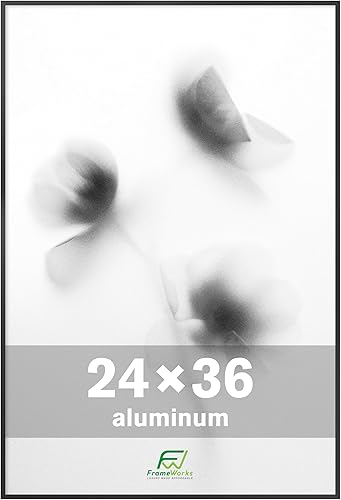 FrameWorks Marcos para póster de aluminio cepillado de 24 x 36 pulgadas, diseño moderno de metal cepillado con plexiglás inastillable, perfecto para