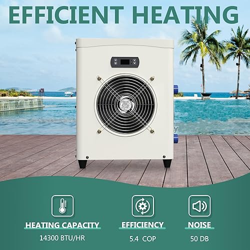 Miniatura 3 de ABORON Calentador de agua de piscina para piscinas sobre el suelo, bomba de calor de piscina de 1.8 P, 14300 BTUh, hasta 4000 galones, 110V  120V60Hz