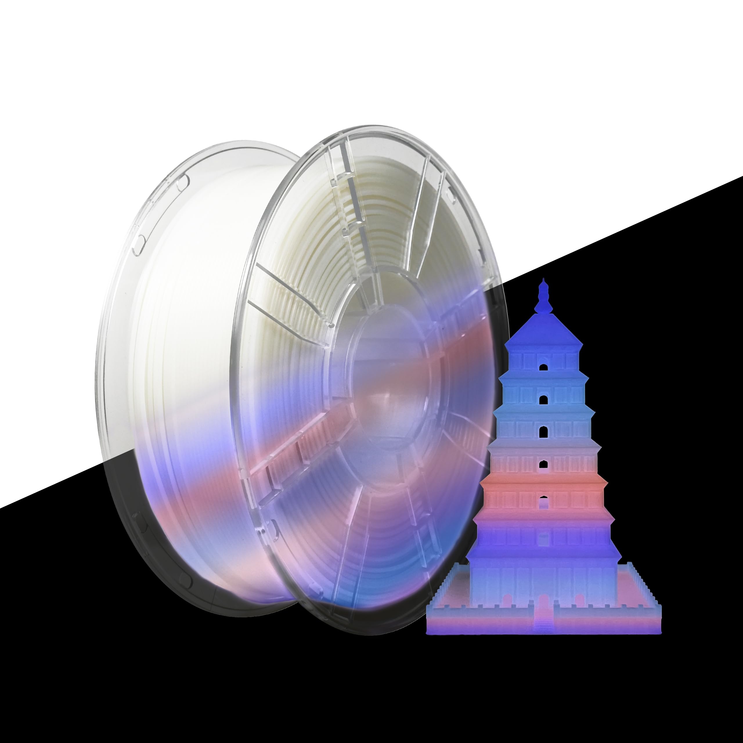 iBOSS 1.75mm Glowing in Dark Fast Color Change Rainbow 3D Filament Multi Colored PLA Plus Filament, 3D Printer Material, 1KG 2.2lbs PLA PRO Filament Widely Fit for 3D Printers