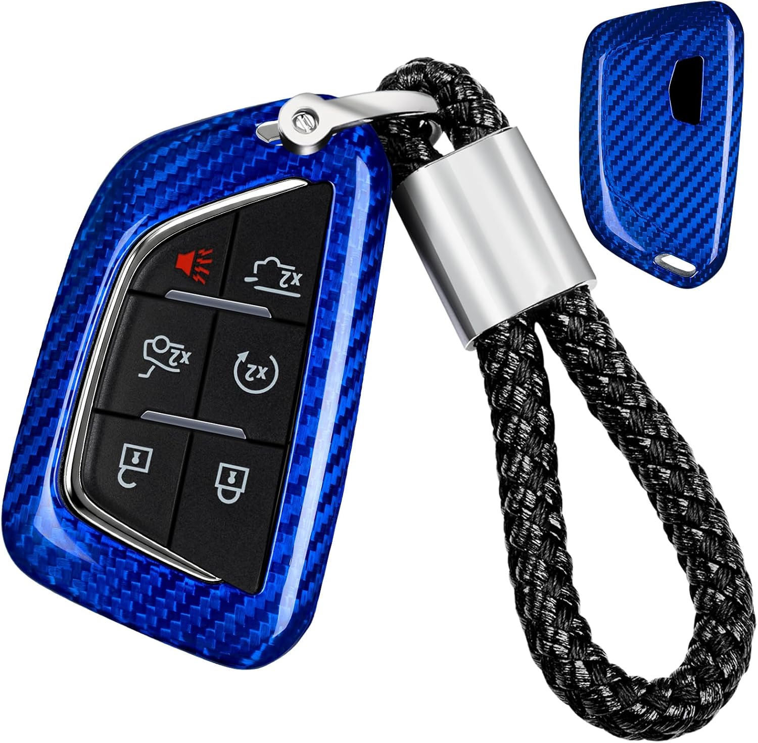 T-carbon Key Fob Cover Compatible with Cadillac Escalade CT4 CT5 Real Glass Fiber Key Fob Case Shell Protector fits for Cadillac Escalade CT4 V,CT5 Sport,Blue