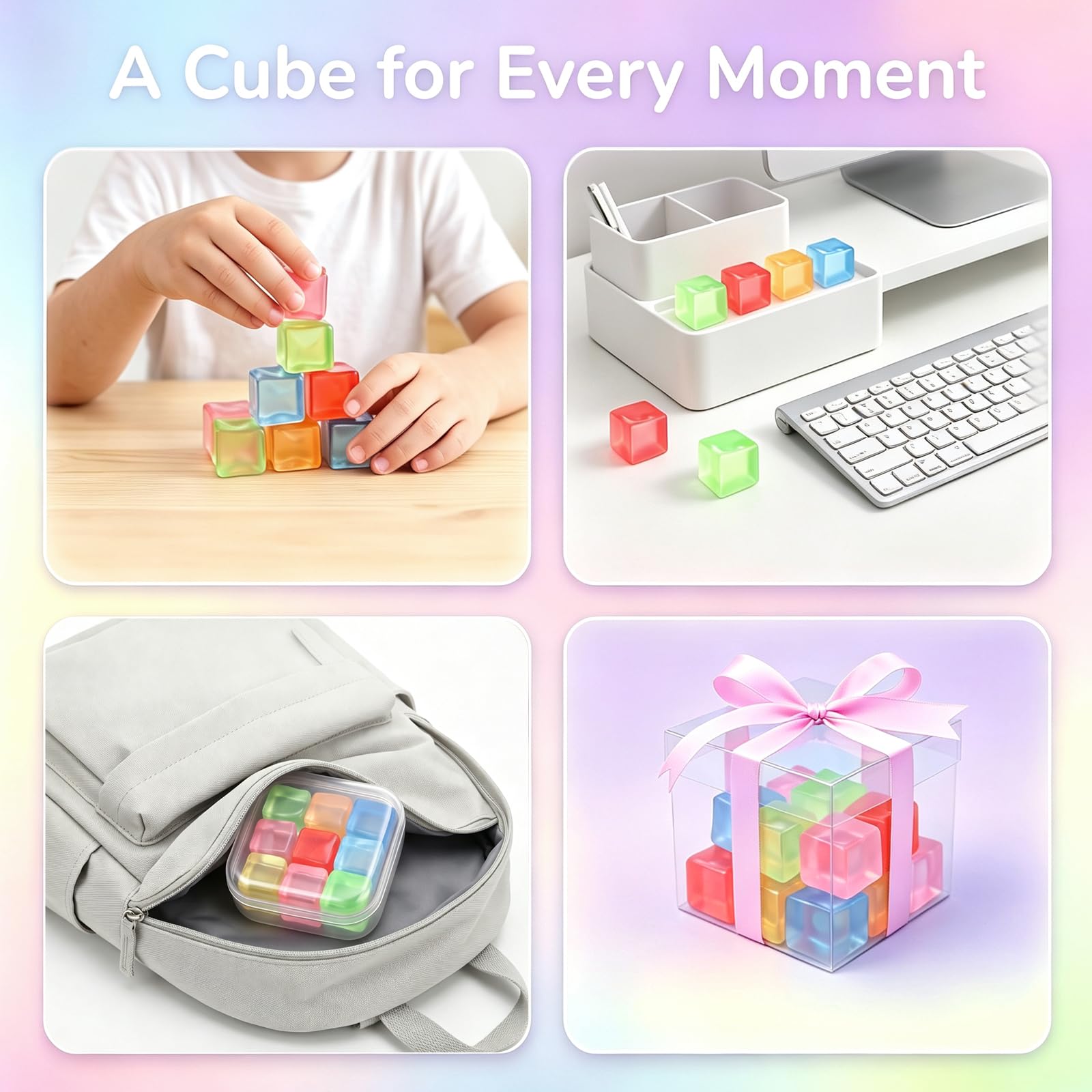 27 mini palline antistress a forma di cubo antistress, per bambini e adulti