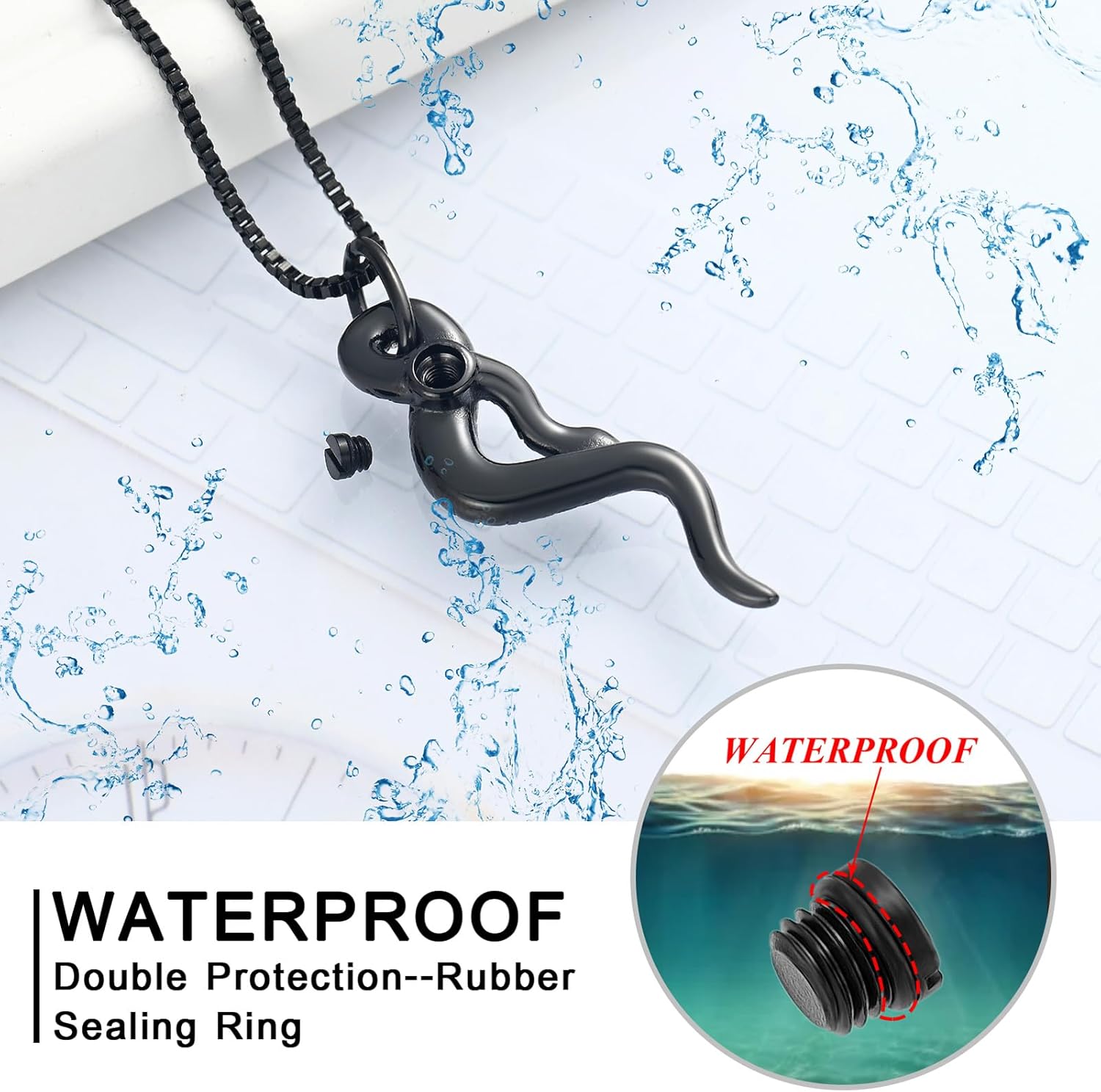 XSMZB Cremation Jewelry Snake Urn Necklace for Ashes Stainless Steel Python Memorial Pendant Human Pet Ashes Holder Keepsake for Men Women - Image 4