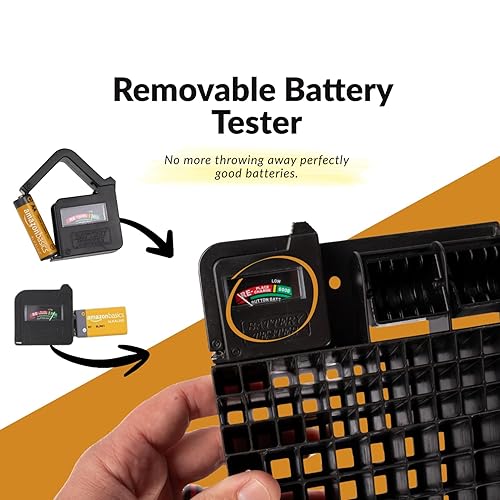 Miniatura 5 de Bee Neat Organizador de baterías y estuche de almacenamiento con probador - Caja de almacenamiento de batería para pared o cajón - Máx. 114 baterías