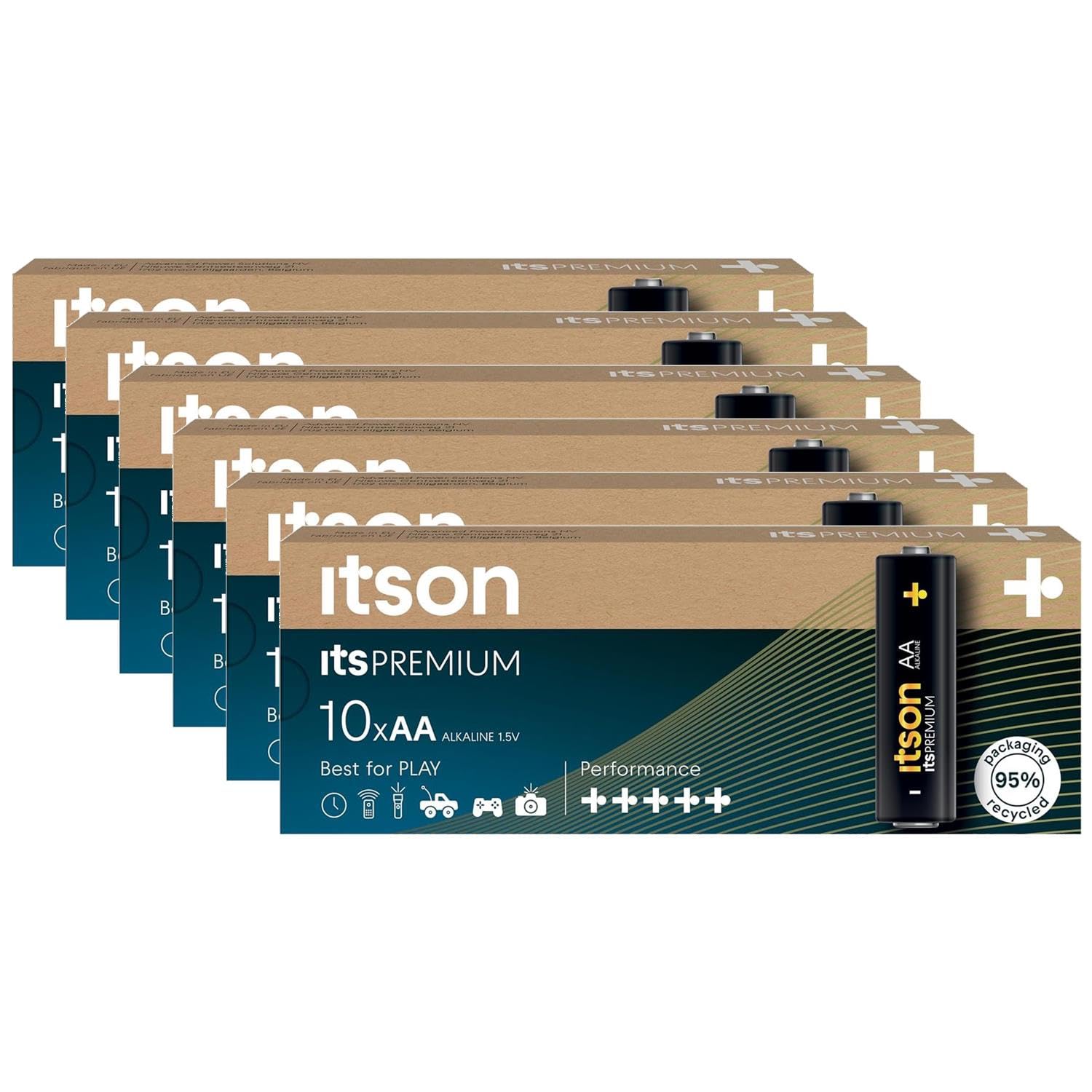 ITSON Pack de 6 x 10 Piles Alcalines LR6/AA 1,5V itsPREMIUM