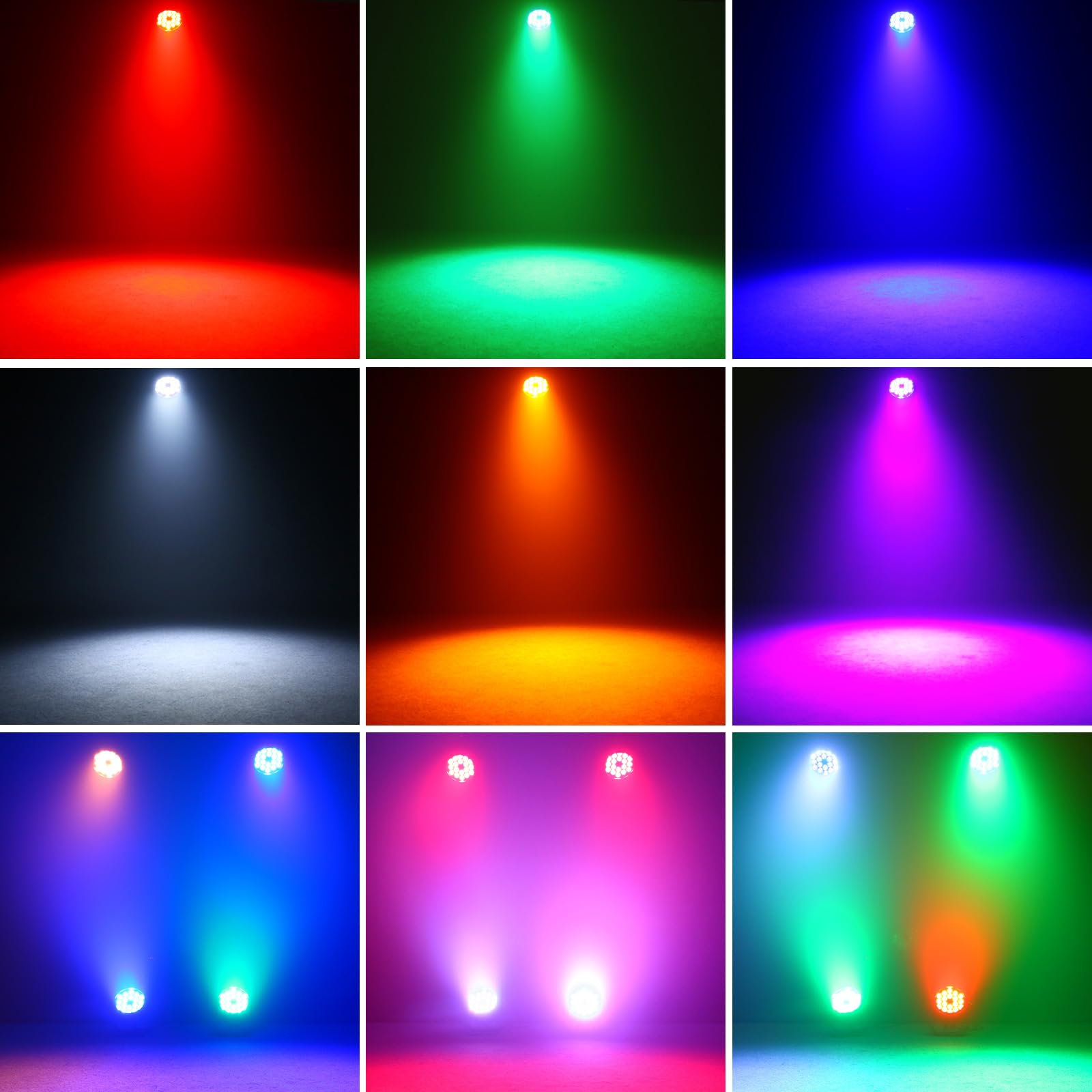Impermeabile Par LED RGBWA+UV 6 in 1, 18 LED Luce di Scena con DMX-6/10CH y Efectos Estroboscópica, Illuminazione Palco per Discoteche, Matrimoni, Bar, Spettacoli, Piscina