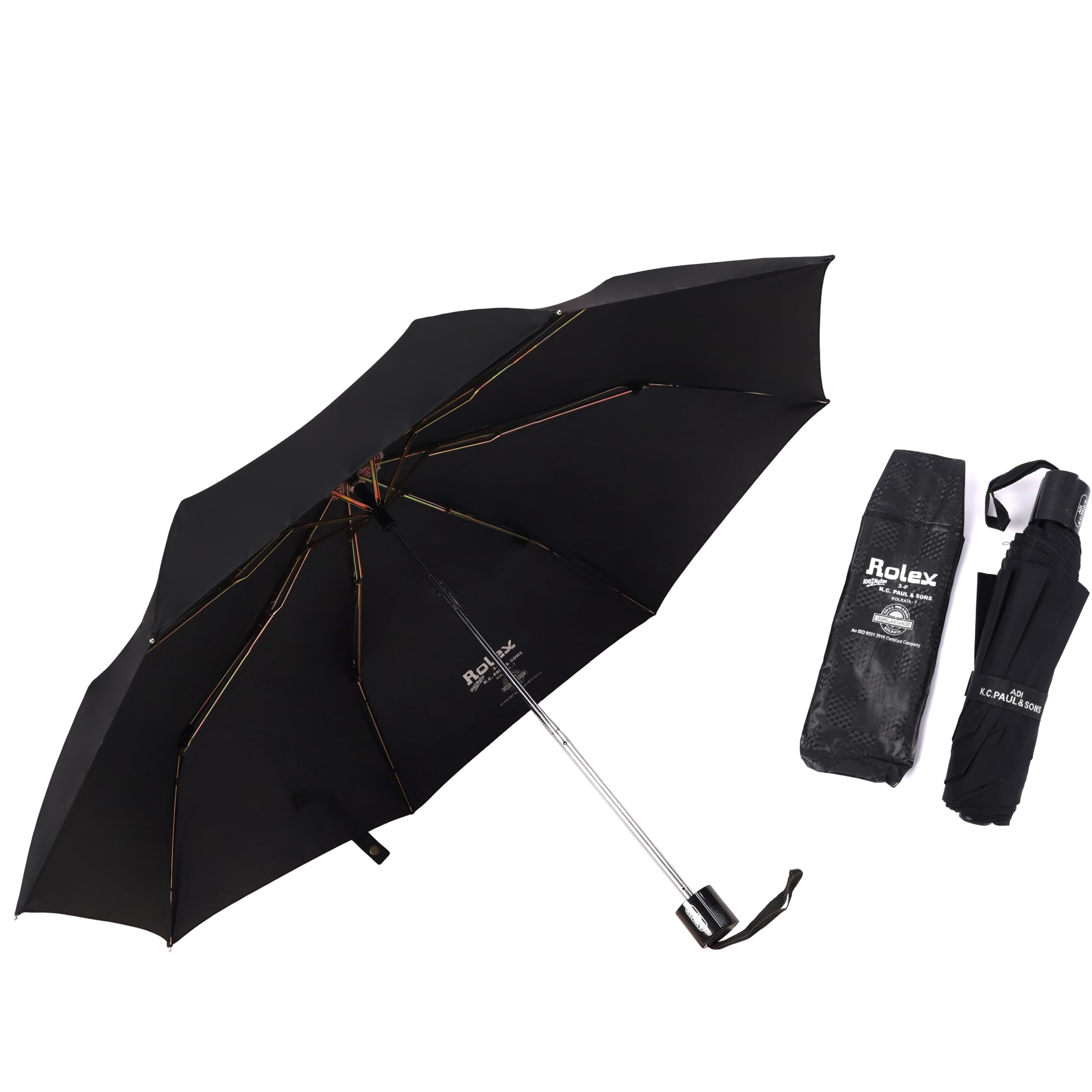 Rolex 3 fold umbrella for men & women | 3 fold umbrella (Black, Manual)