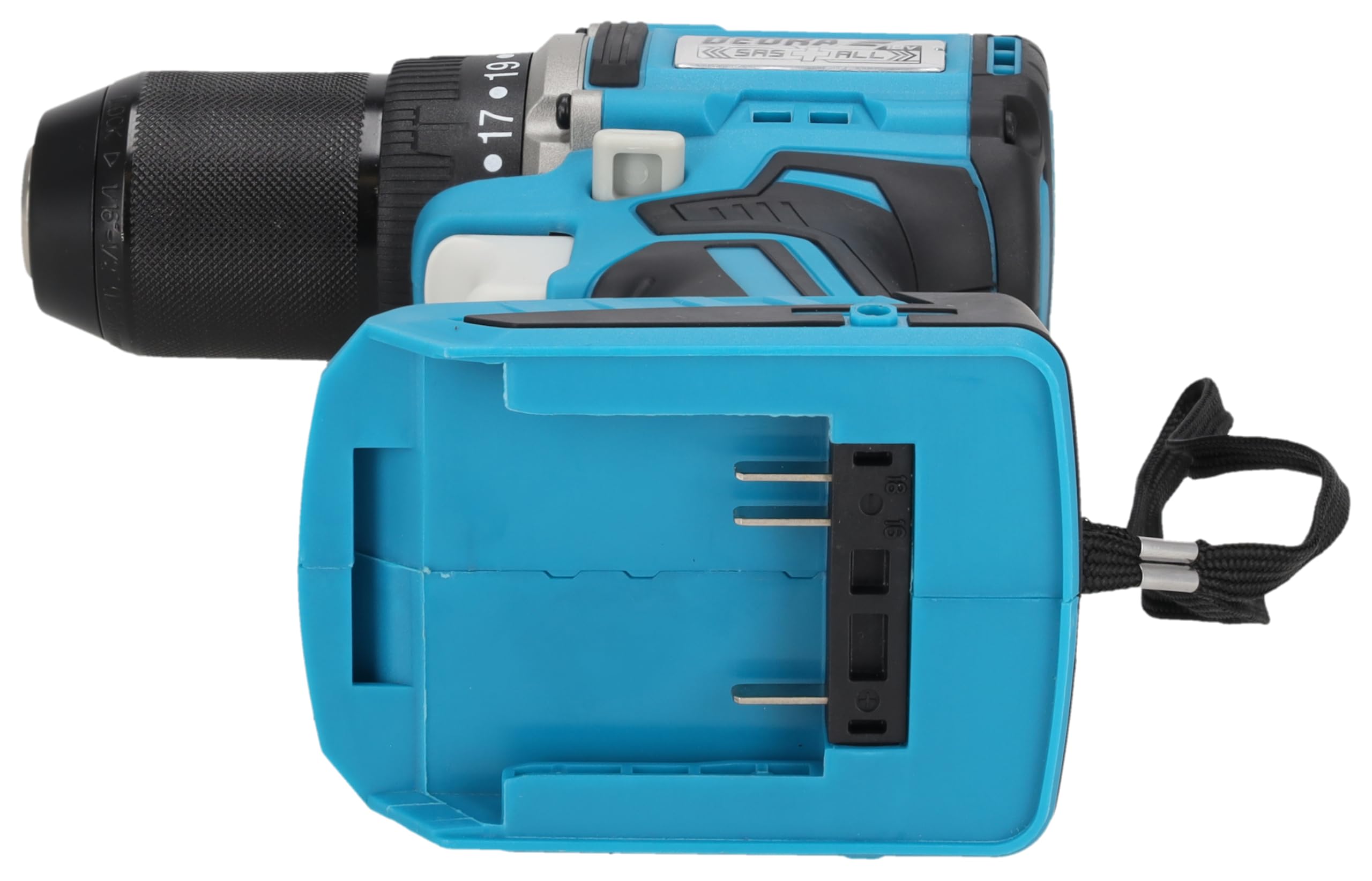 DEDRA wiertarko-wkrętarka akumulatorowa, 18 V, bez akumulatora, światło LED, funkcja automatycznego zatrzymywania wstecznego, 2-biegowa przekładnia do wiercenia, prędkość obrotowa: do 1800 obr./min