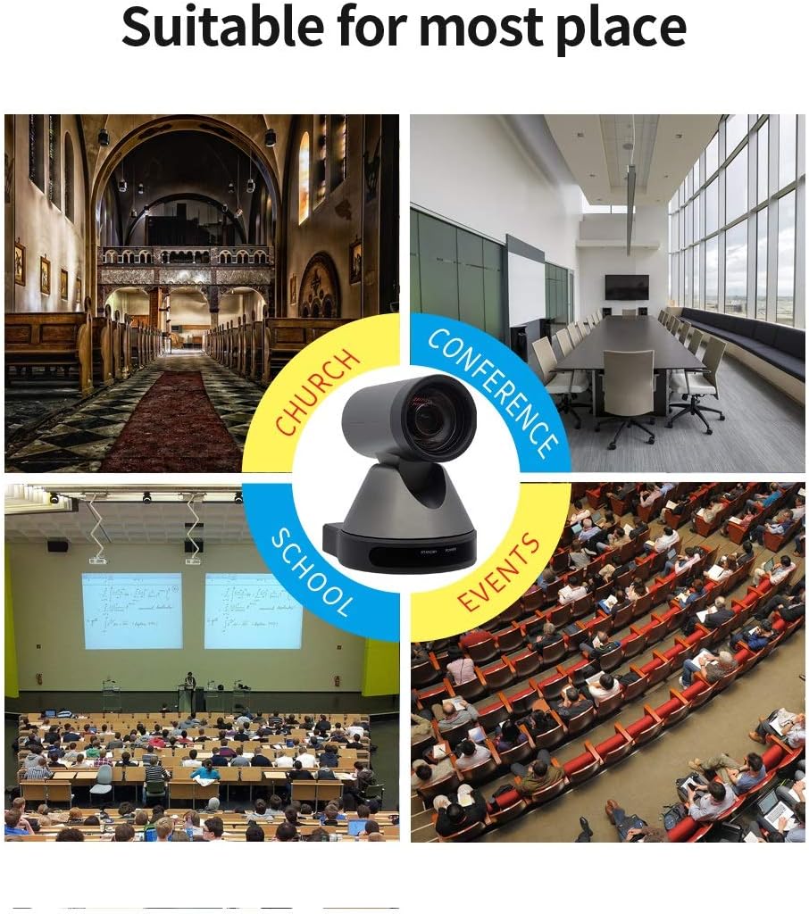 SMTAV PTZ Camera with USB3.0 Outputs,12X Optical Zoom,USB Camera,60FPS,Live Streaming Camera for Broadcast,Conference,Events,Church and School etc (USB3.0)