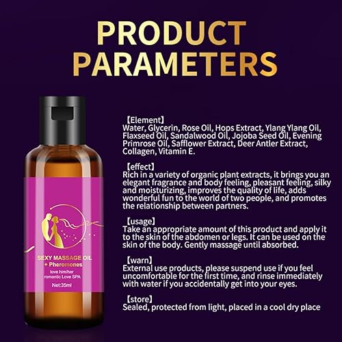 Miniatura 2 de Aceite de feromonas de masaje para parejas, aceite de masaje + feromonas Love HimHer Romantic Lover Spa 1.18 fl oz1.2 fl oz muestra