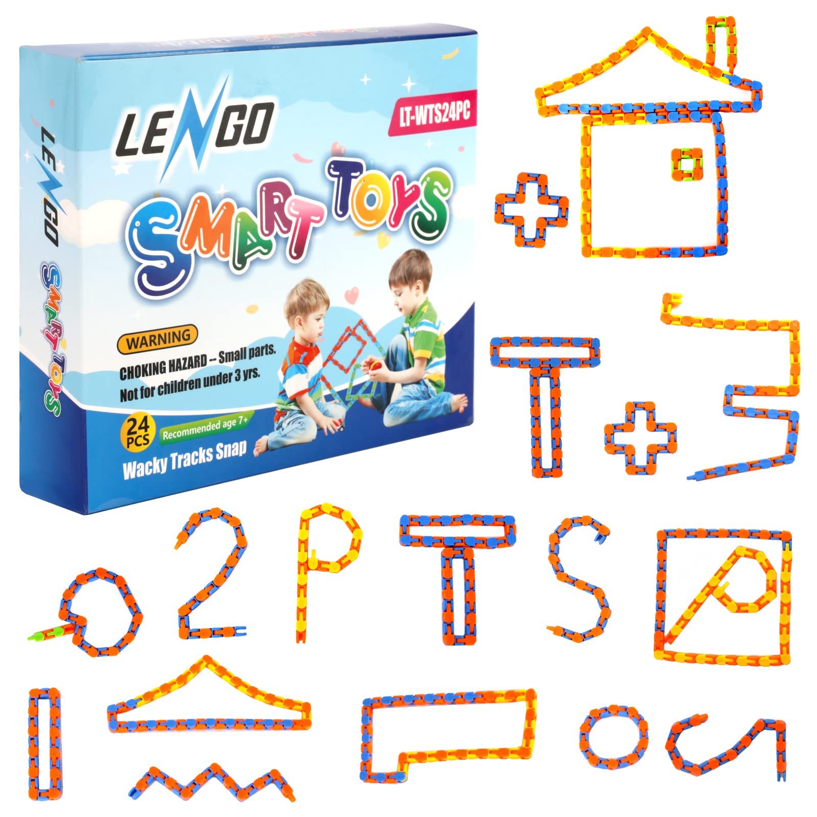 24 Packs Wacky Tracks Fidget Toy Fidget Links Fidget Toy Pack for Stress Relief Snap and Click Fidget Toys with Chain Link Toy