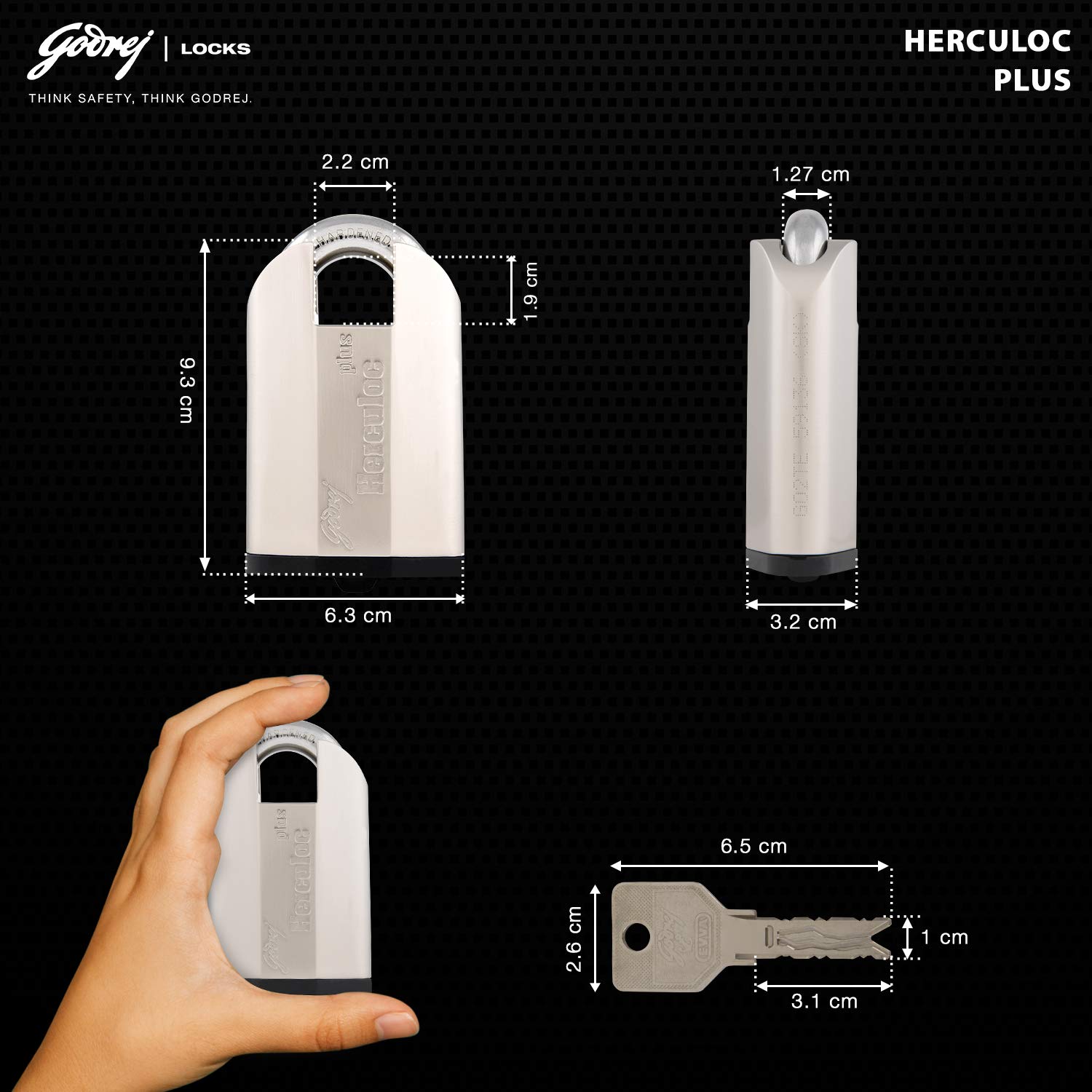 Godrej Locks I Herculoc 3KS Technology Padlock I 4 Keys 30 Trillion Key Combinations I for Padlock for Main Door I Gate Lock I Lock for Tool Box, Shops & Offices Silver Finish | 1 Year Warranty — Amazon image 6