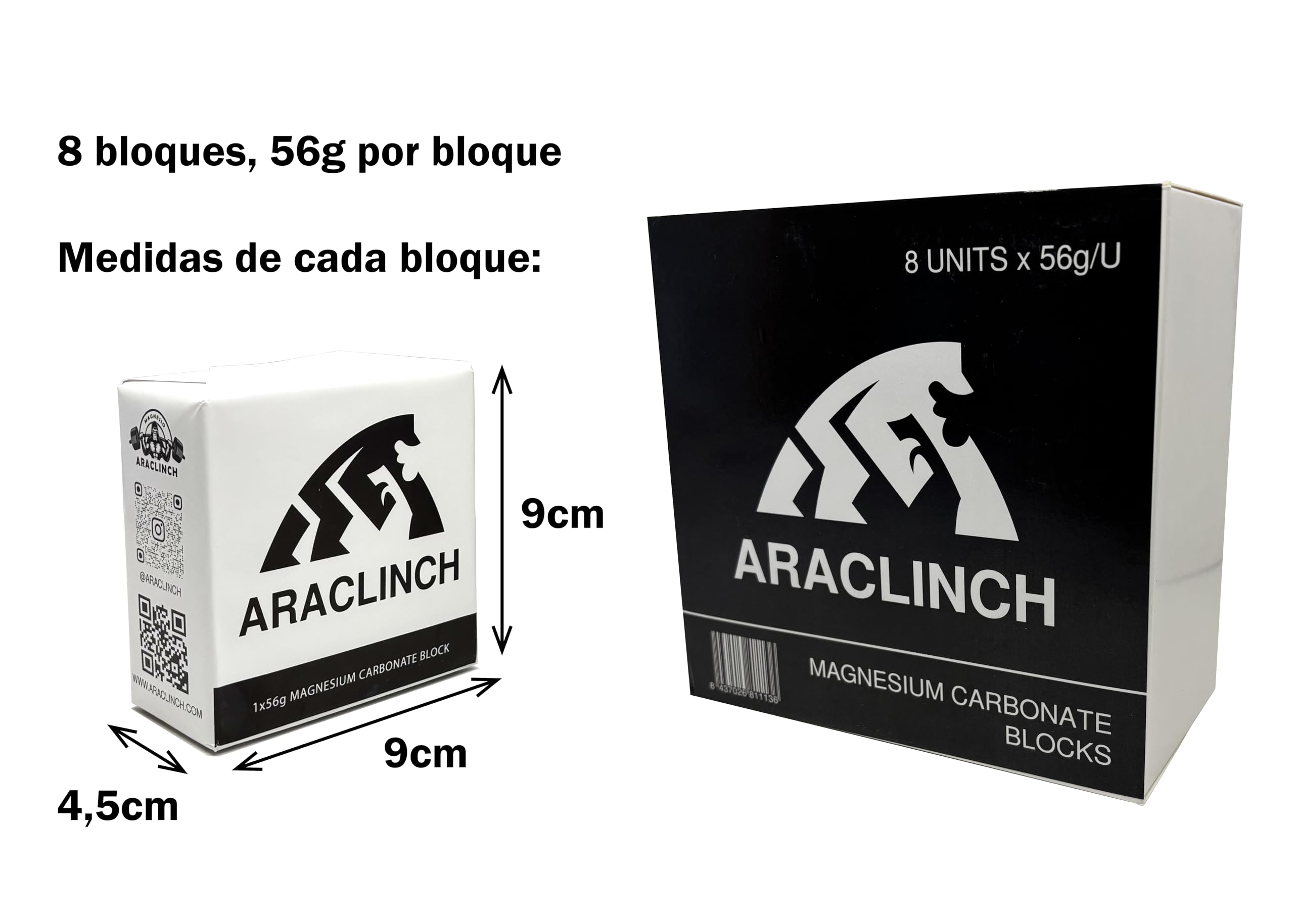 ARACLINCH Bloque de magnesio 56gx8u, Bloques de magnesio para Escalada, Crossfit, Gimnasio, Halterofilia, Calistenia, Tiza para Entrenamiento, magnesio Escalada - 3
