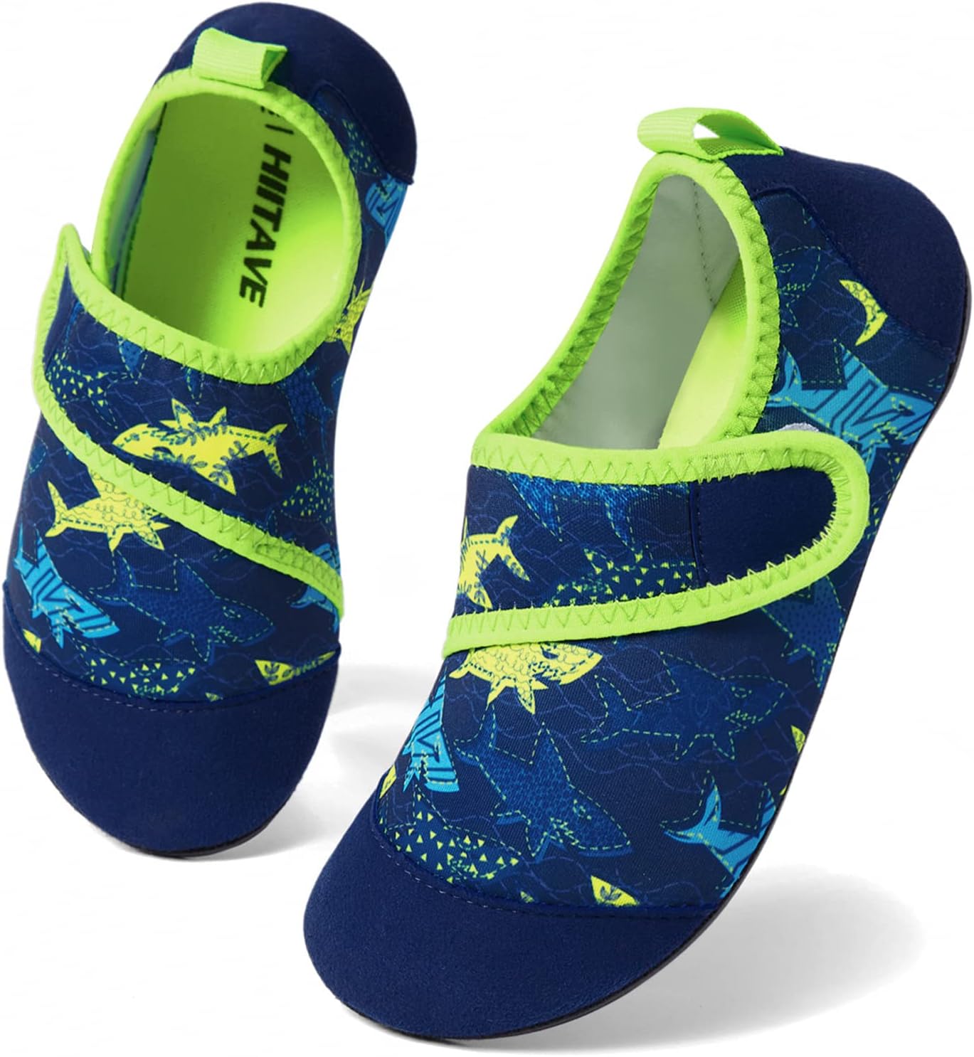 hiitave Kids Water Shoes Non-Slip Beach Swim Barefoot Quick Dry Aqua Pool Socks for Boys & Girls Toddler, Tp/Blue/Green/Shark, 1-1.5 Little Kid