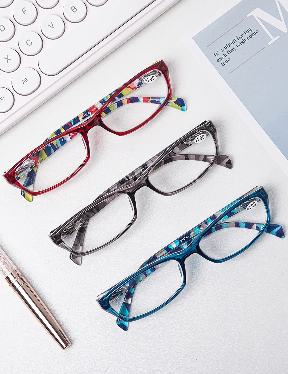 LANLANG 3-Pack Blue Light Blocking Reading Glasses for Women with 3 fashion colors, Anti Eyestrain, L-L010, +2.5 diopters - Image 2