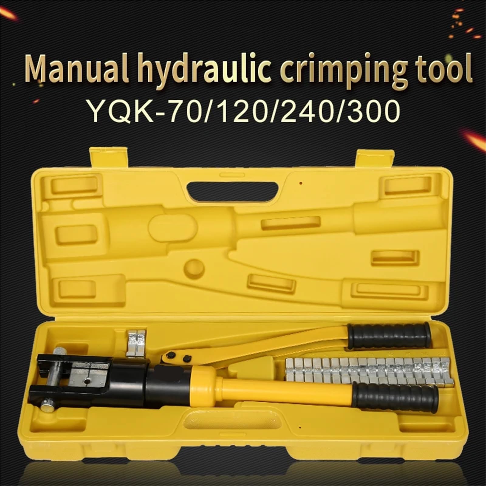 Pince à sertir hydraulique, pince à sertir hydraulique avec matrices, kit d'outils manuel pour flexibles, outils de sertissage à froid pour cosses de câbles en cuivre et aluminium, pour cuivre et al