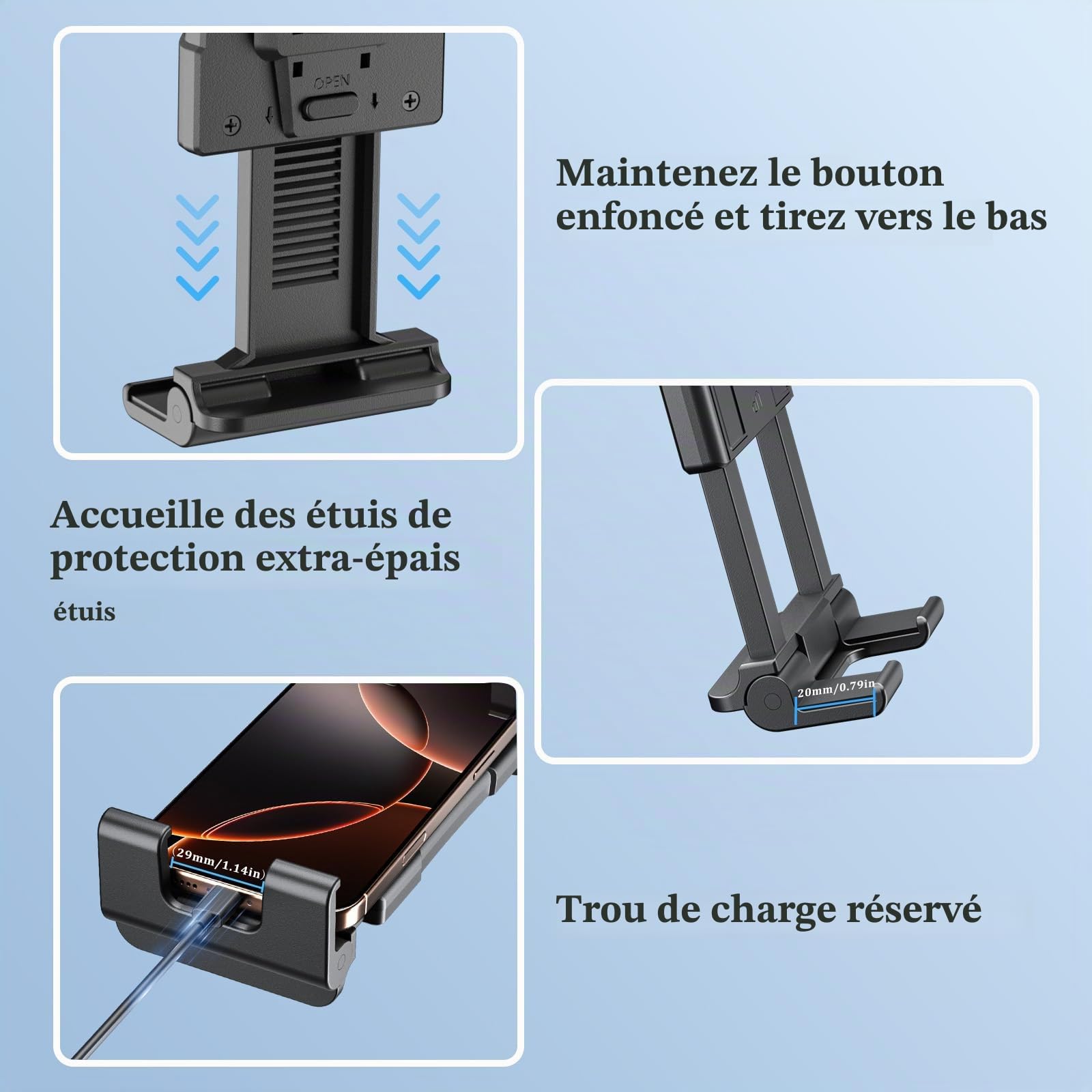 OHLPRO Support Tablette Voiture, Support ipad Voiture Universel 360° Rotatif Base Perçage+ Bras Réglable 15cm, Compatible iPad Pro/Mini Samsung 4-13" Tablettes Camion & Tableau de Bord