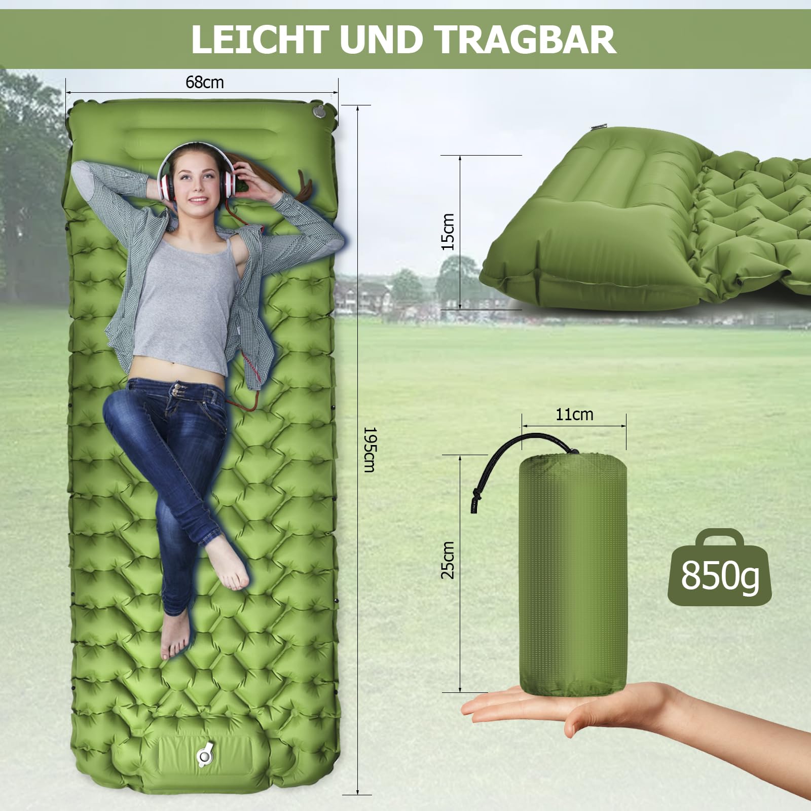 NORDMUT Self-Inflating Sleeping Mat 10 Cm - Camping Sleeping Mat With - View #11