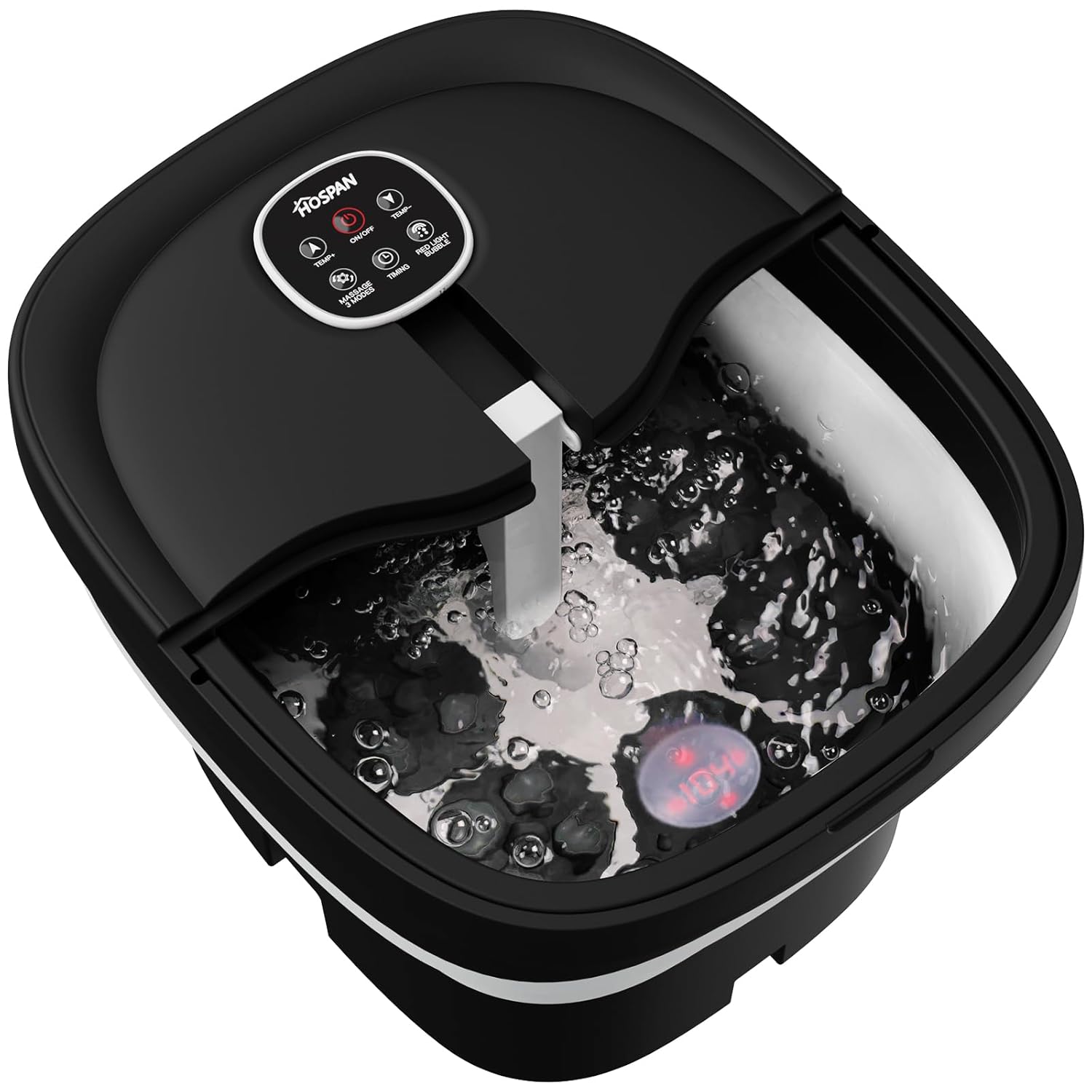HOSPAN Collapsible Foot Spa Electric Rotary Massage, Foot Bath with Heat, Bubble, Remote, and 24 Motorized Shiatsu Massage Balls. Pedicure Foot Spa for Feet Stress Relief