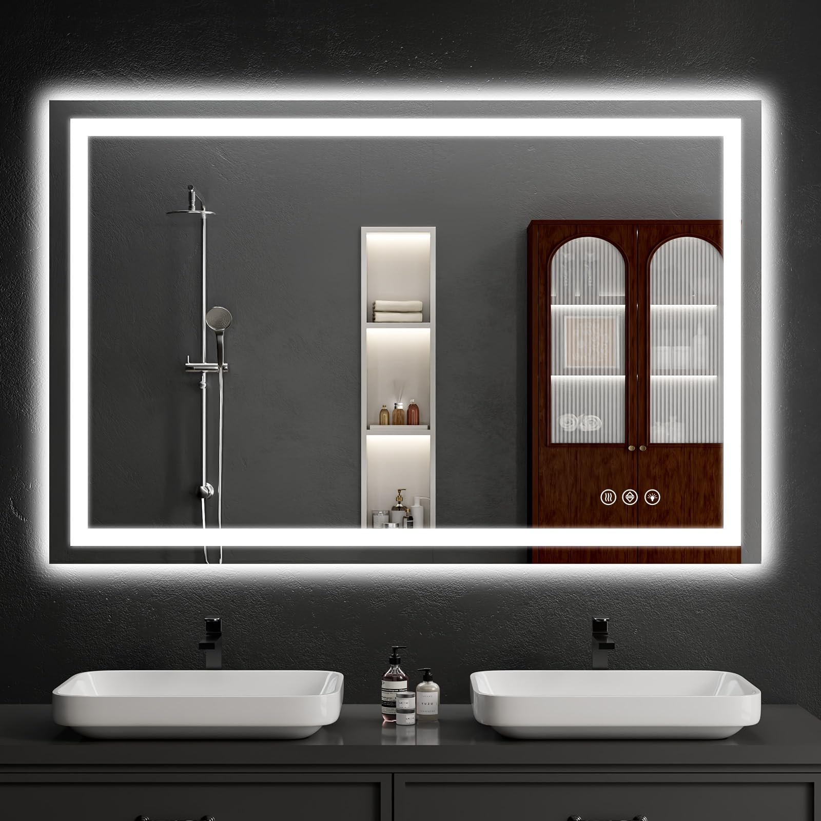 Photo 1 of WISSMIELS 36"x48" LED Bathroom Mirror with Lights, Dimmable?Anti-Fog?Bathroom Vanity Mirror for Wall, Backlit + Front Lit, Memory Function, Shatter-Proof?Tempered Glass