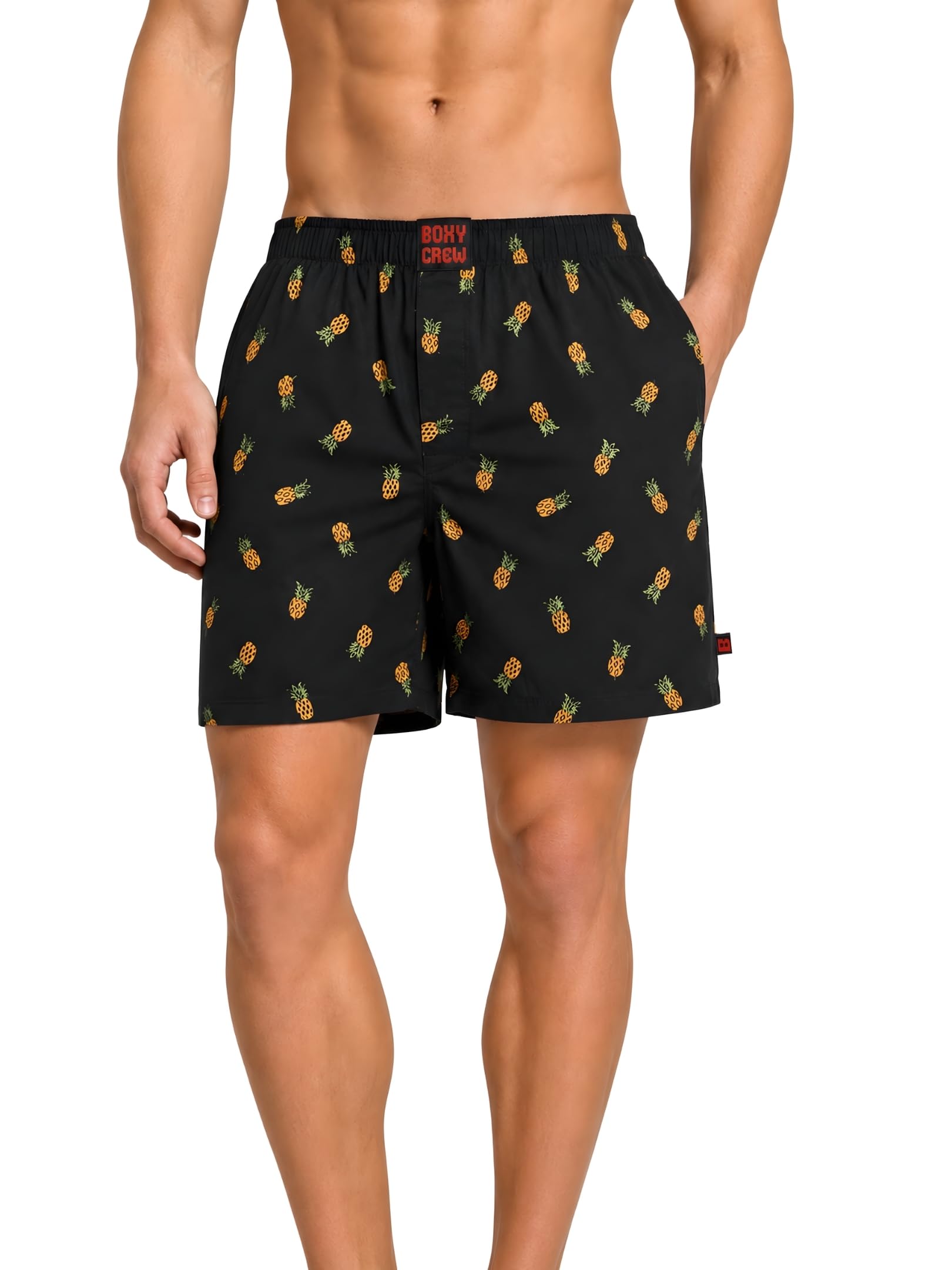 Men Boxer Shorts 100% Cotton Charcoal | Lightweight Woven Boxers with Dual Side Pockets, No-Marks Inner Elastic Waistband, Breathable Relaxed Fit Lounge Shorts for Home & Sleep-image-7