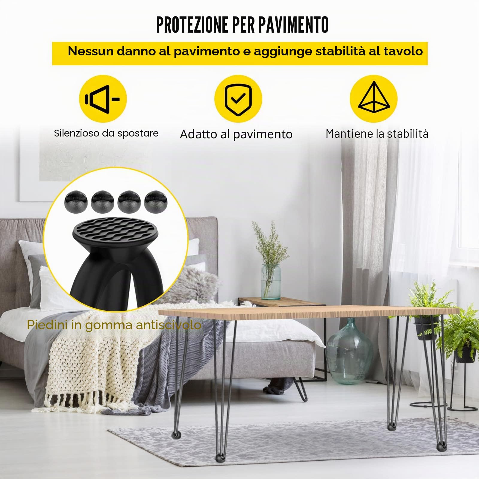 Happybuy 26 Pollici Gambe da Tavolo da Scrivania per Impieghi Gravosi di Ferro, 4 Pezzi Gambe da Tavolo a Forcina per Scrivania, Adatte per Tavolini, Divani, Seggioloni, Tavolini da Bar
