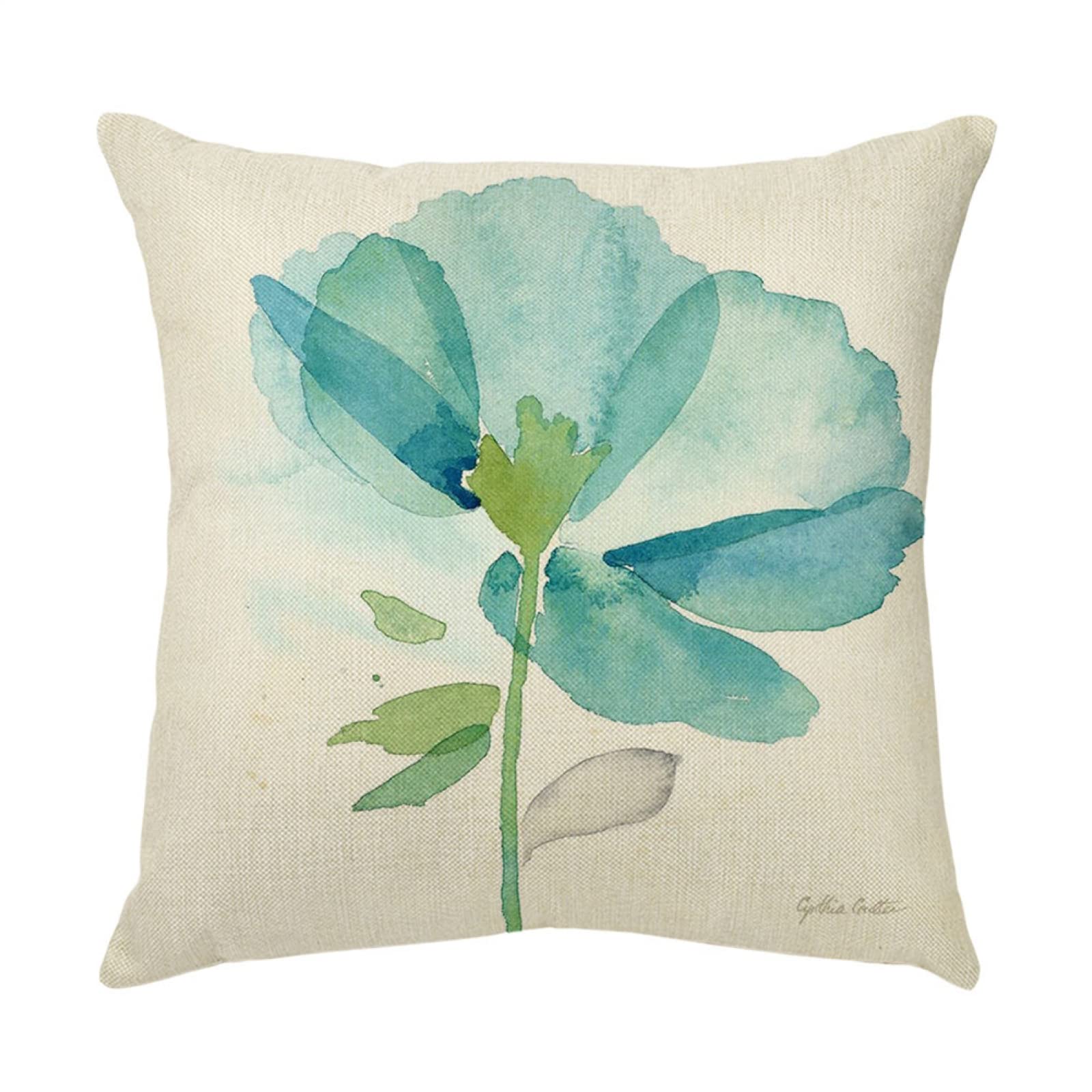 4 Piezas Funda de Almohada Flor Azul Fundas de Cojín Terciopelo Sencillo y Decorativo para Sofá Camas Dormitorio Coche Lino Cojines Throw Pillow Covers 80x80cm/32x32 Inch