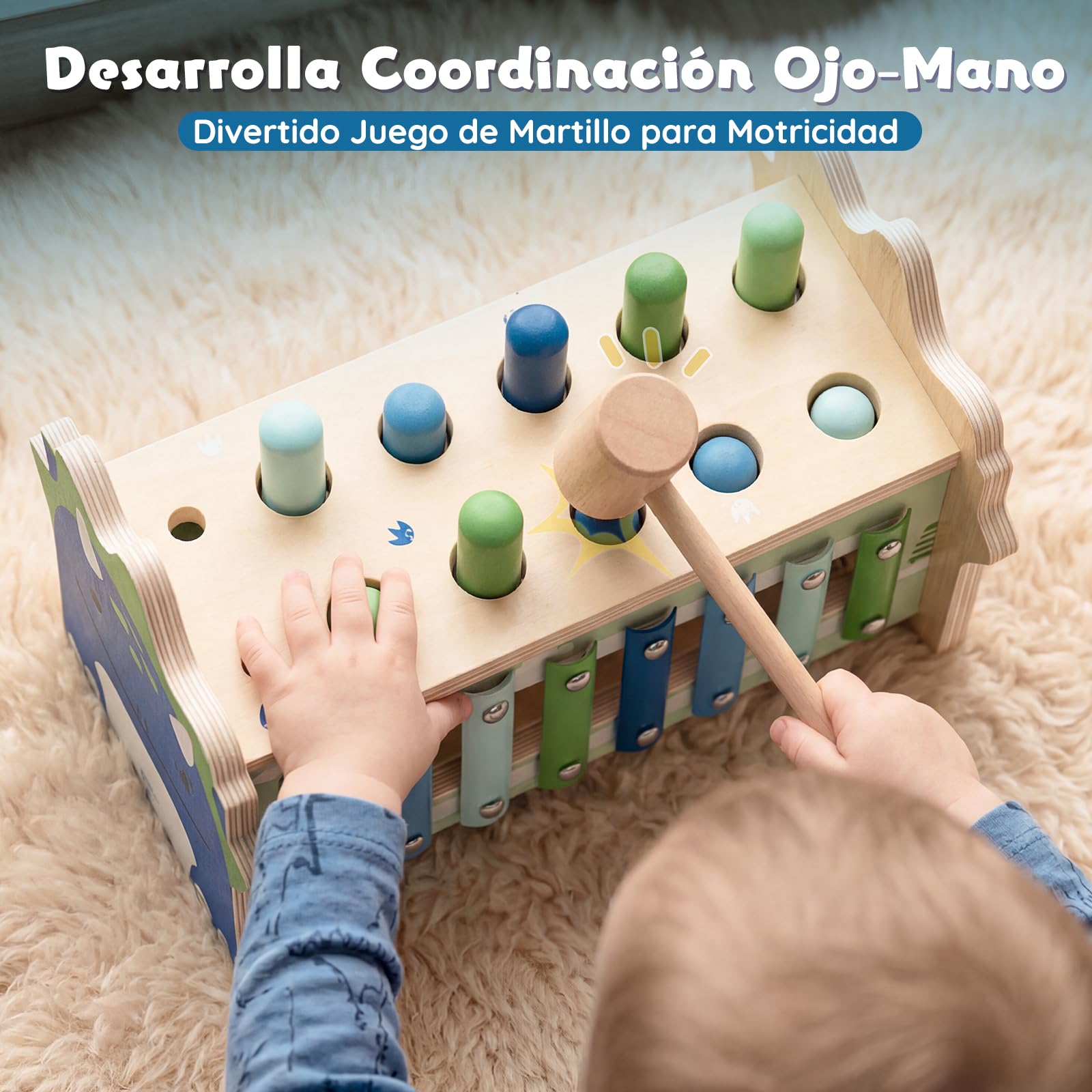 Lehoo Castle Juguetes Montessori 1 Año, Juguete de Madera con Xilófono y Martillos para Bebés, Juguetes Educativos de Motricidad para Niños, Regalos de Cumpleaños y Navidad para Niños 1-3 Años