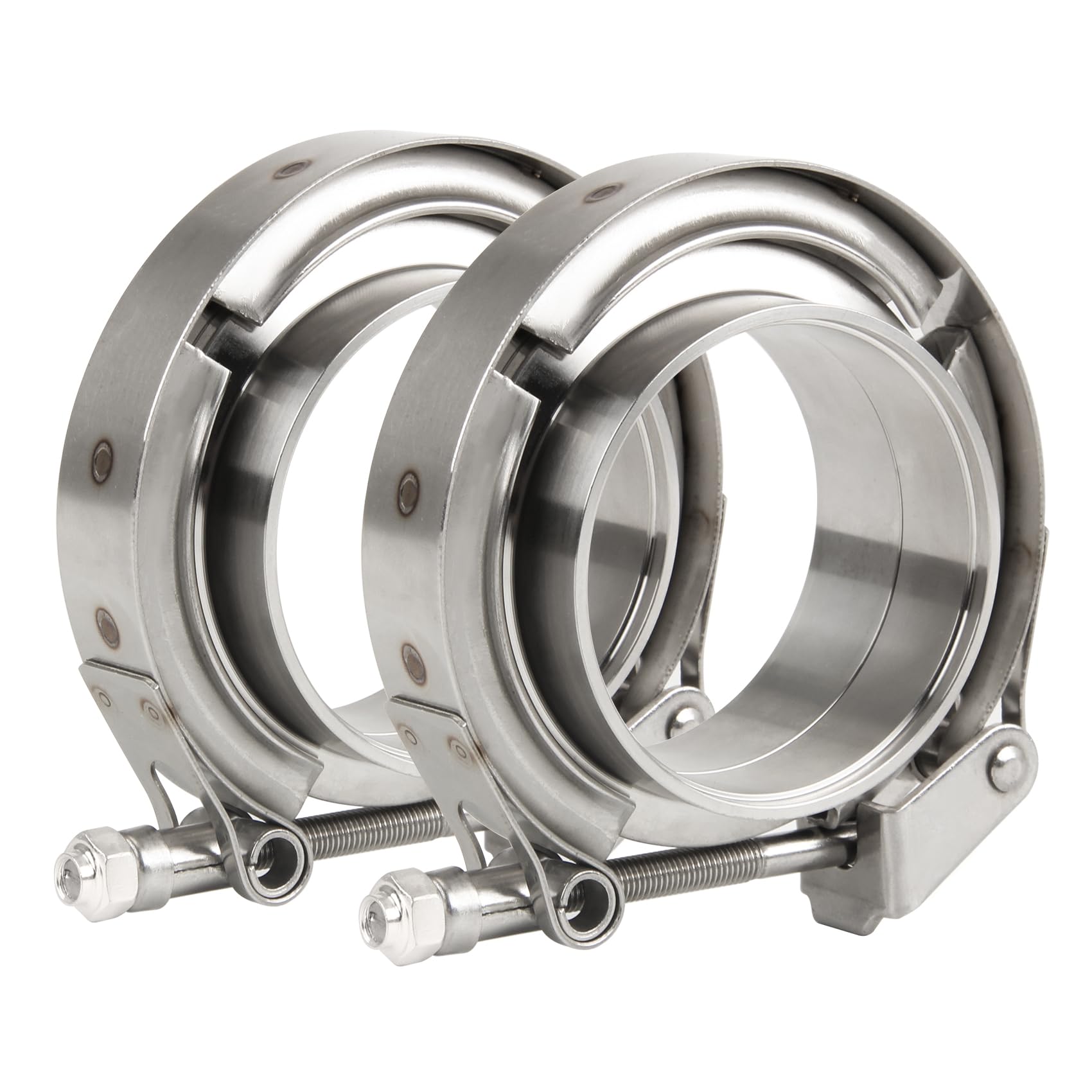 DOCAS 2 szt. Ø 50,8 mm (2,0") szybkozłączka zacisk V-band + kołnierze ze stali nierdzewnej, ekstra turbo, zestaw obejm ze stali nierdzewnej
