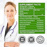 Vista 2 de (2-Pack) High Potency Hemp Oil Capsules - 180 Veggie Softgels - 60,000 Maximum Strength, Immune System Support, Focus Calm, Relaxation, Mood, Pure