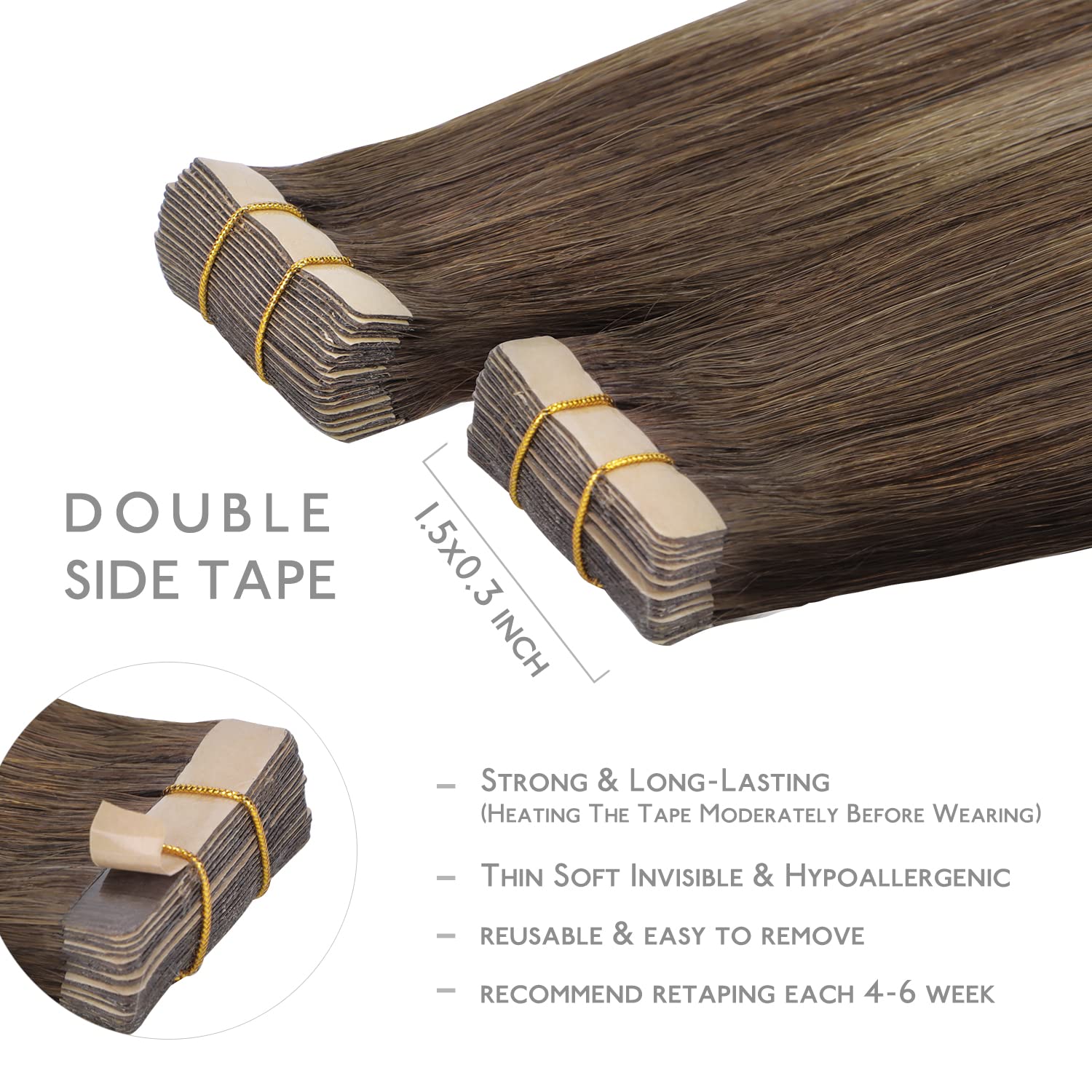 WENNALIFE Tape in Hair Extensions Human Hair - Image 3
