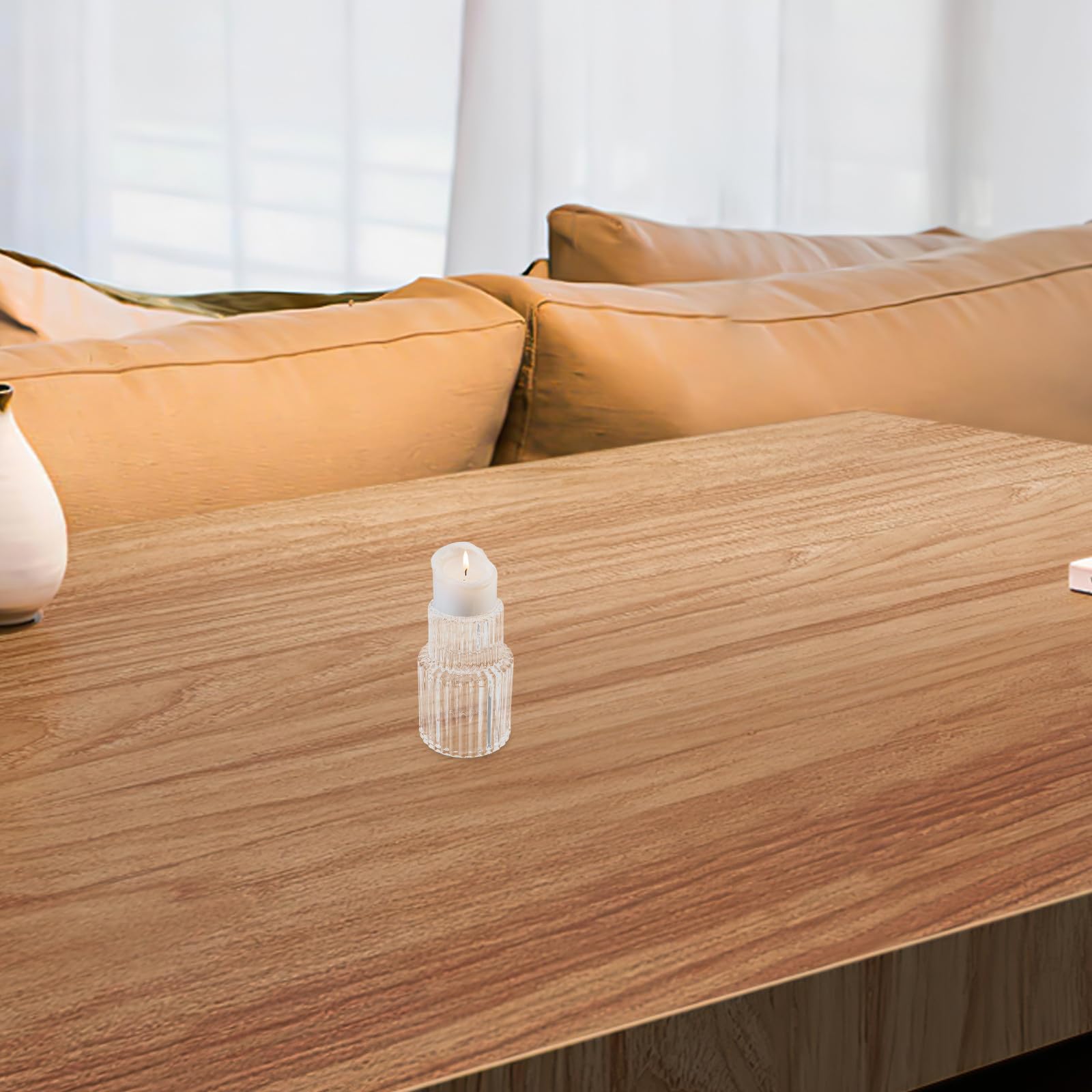 10 Pezzi Portacandele in Vetro per Lumini da Tè Portacandele in Vetro a Righe Elegante per Centrotavola Decorazioni Tavola Matrimonio e Festive