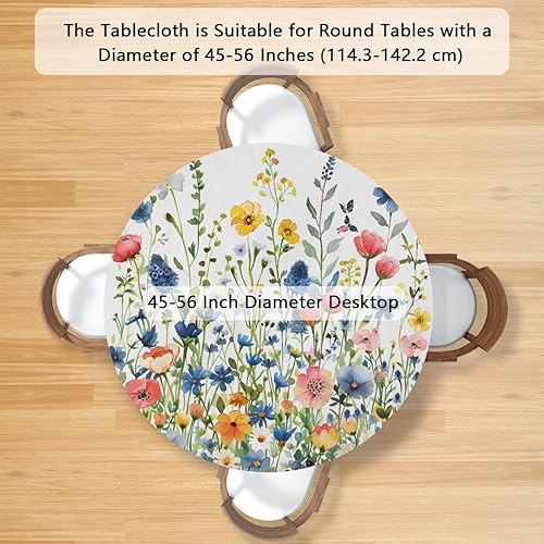 Vista 74 de Cardinal Bird - Mantel redondo ajustable con borde elástico de 36 a 42 pulgadas, mantel redondo elástico, impermeable, lavable, mantel circular