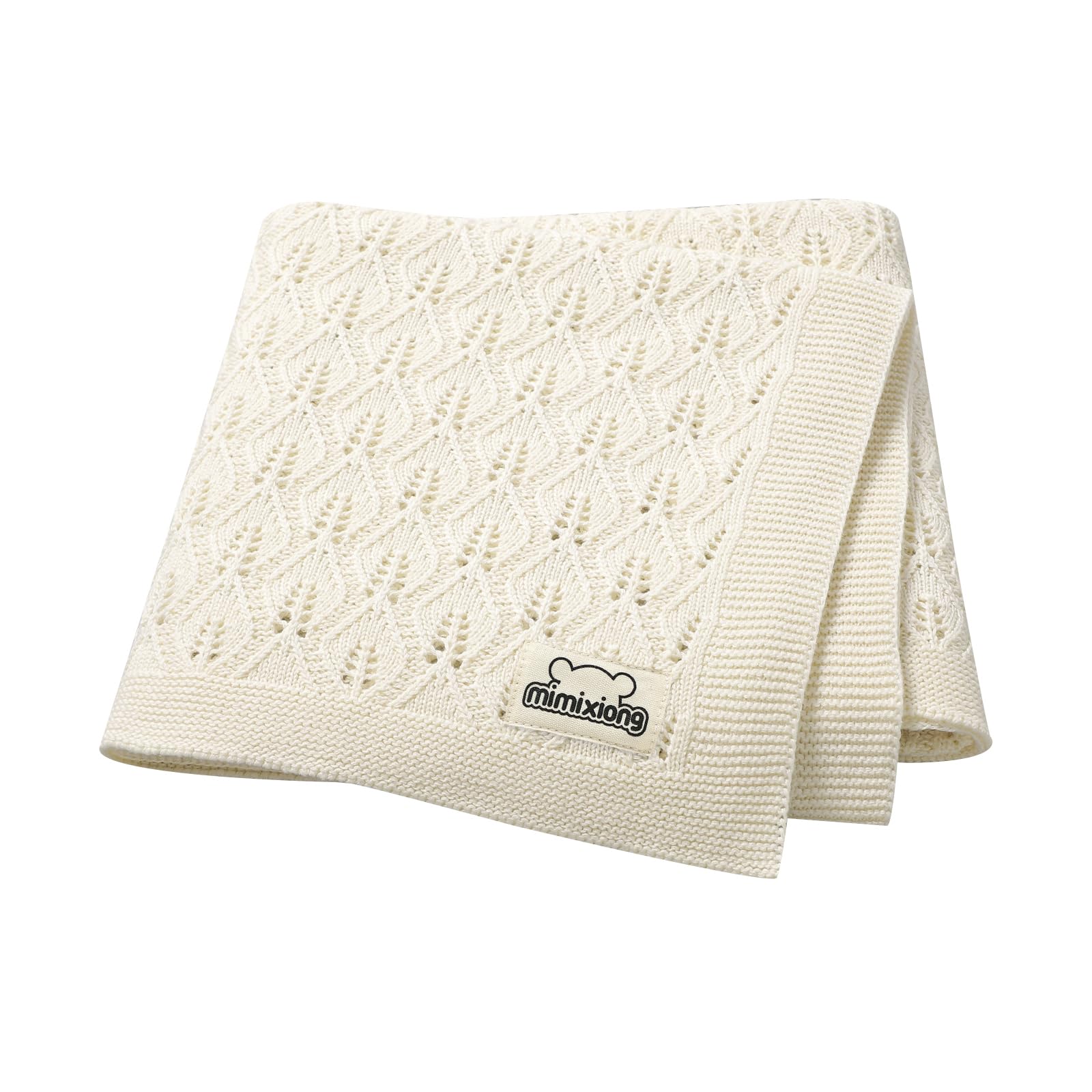 mimixiong Coperta in 100% cotone lavorato a maglia cellulare, per neonati (avorio)