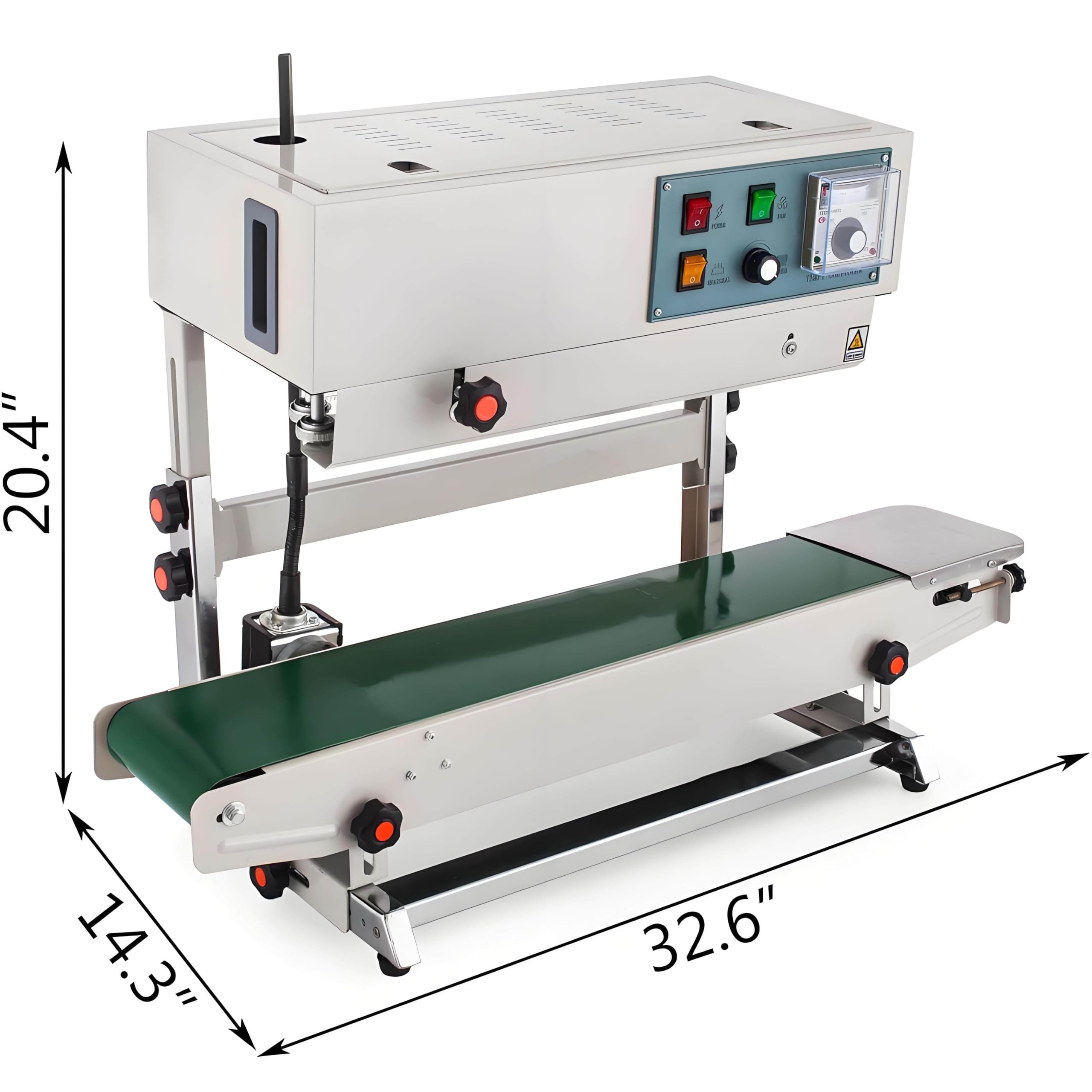 Selladora Continua automática, selladora de Banda Vertical Fr-900 para Bolsas de PVC, con Control de Temperatura por Puntero. 220V