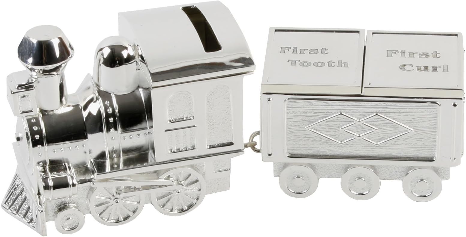 Bambino Silver Plated Train Money Box - First Tooth/First Curl Carriage - CG404