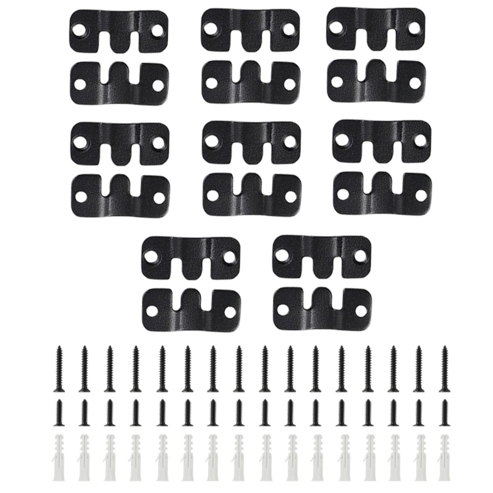 16Pcs Stainless Steel Interlock Hanging Buckle, Flush Concealed Mount Brackets, Z Clip Bracket for Picture Display Art Gallery (S2, Black)