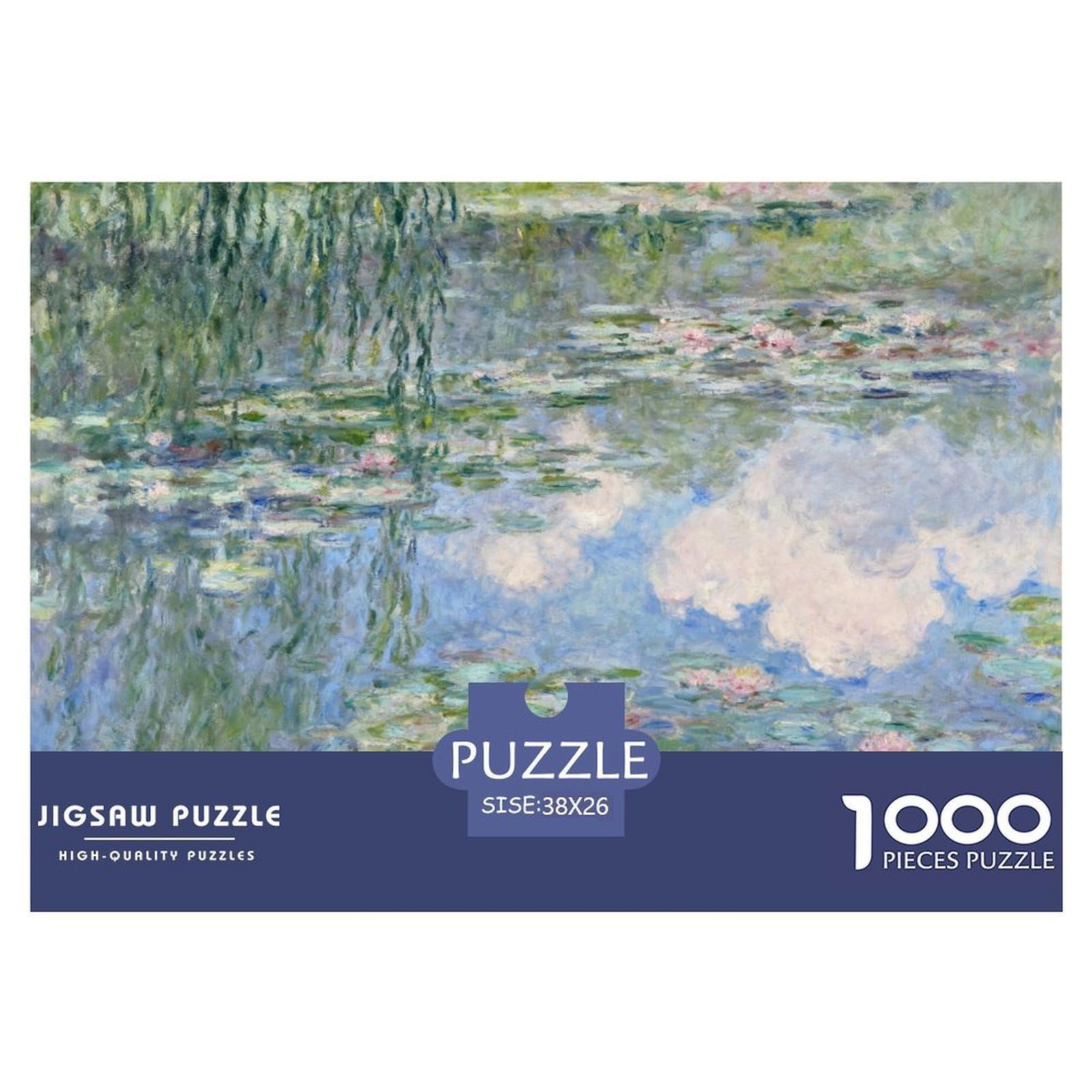Water Lilies Wooden Jigsaw Puzzle Waterproof 1000 Piece Puzzles for Adults Fun Challenging Games