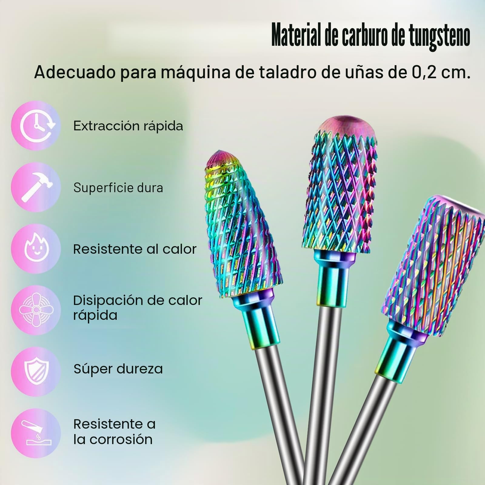 Juego de 13 brocas para uñas, profesionales 3/32" fresas torno para uñas, limas de cerámica de tungsteno carburo con cepillo, removedores de cutículas para manicura de uñas acrílicas/gel