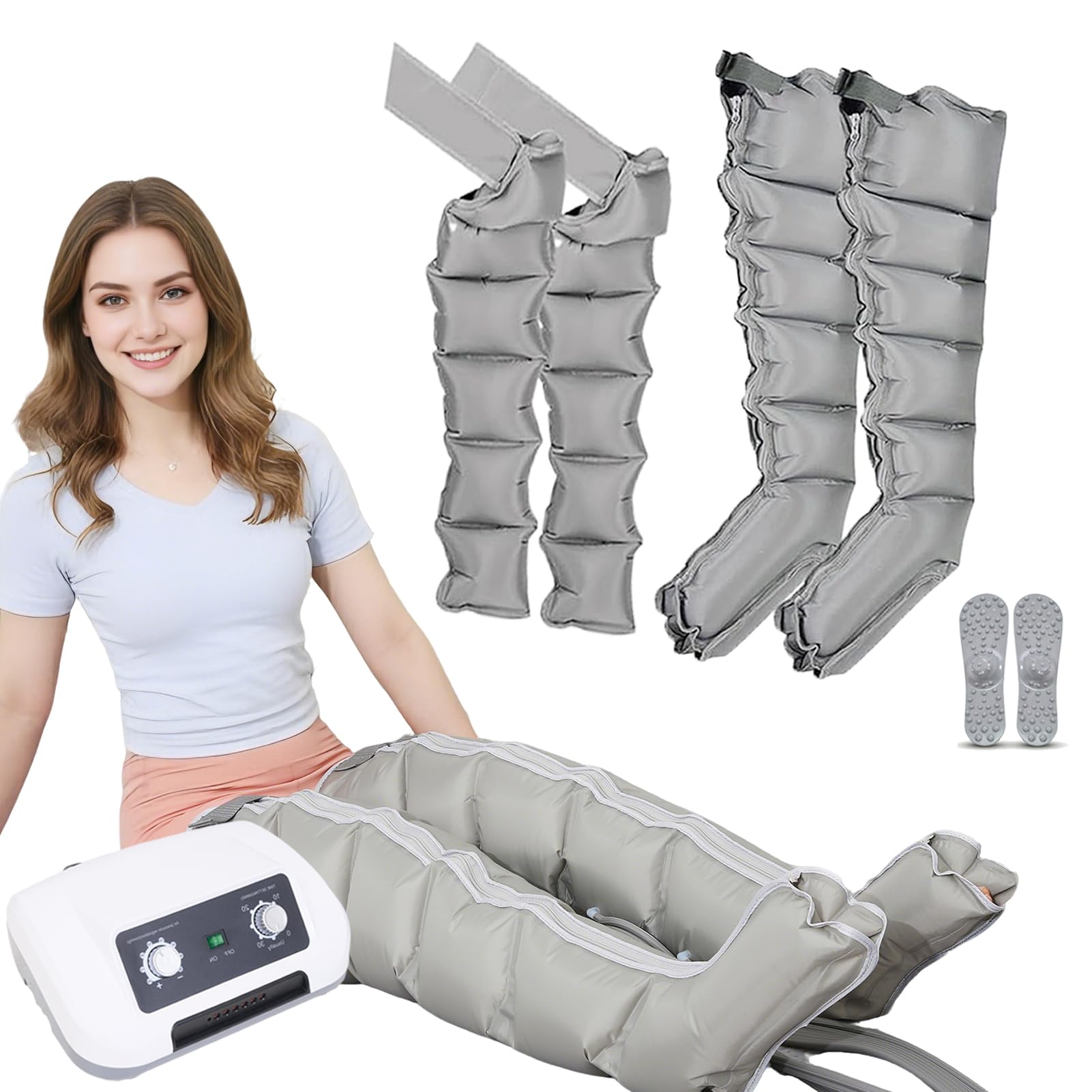Apparecchio Pressoterapia Massagg Per Braccio Vita Gambe, 6 Camere D'Aria Pressoterapia Linfodrenaggio, Pressoterapia Professionale Per Casa, 5-30 Min, 30-240 MmHg Regolazione