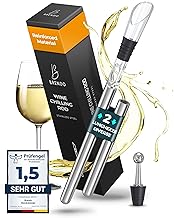 Brendo Refrigeratore per Bottiglie Vino 4-in-1 Asta di Raffreddamento Acciaio Inox I Raffredda Bottiglie con 2 Lunghezze + Versatore + Decanter + Tappo I Set Regalo Uomini Donne, Accessori