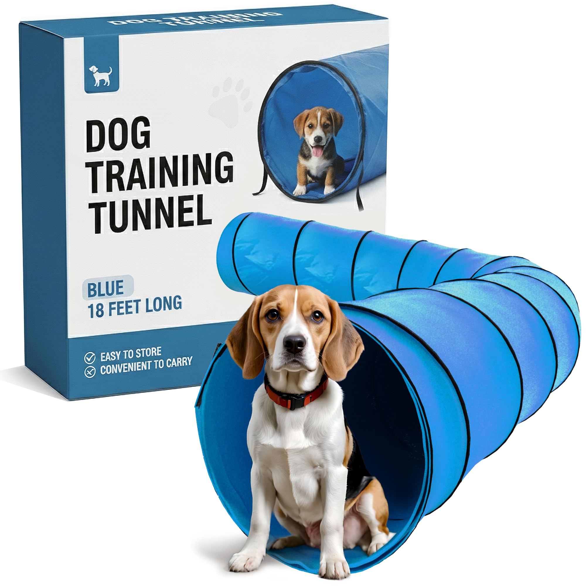 Houseables Dog Tunnel, Dog Agility Tunnel, Agility Equipment, Puppy Obstacle Course, Pet Playground, Crawling, Small, Medium, Large, Indoor/Outdoor, Play, Pop Up Set, Exercise Tube, Toy, Blue, 18 Feet
