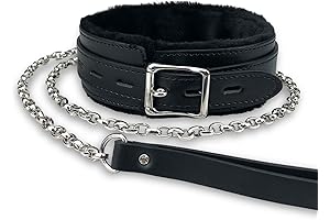 Gothic Leather Choker Collar and Long Detachable Leash Chain Set