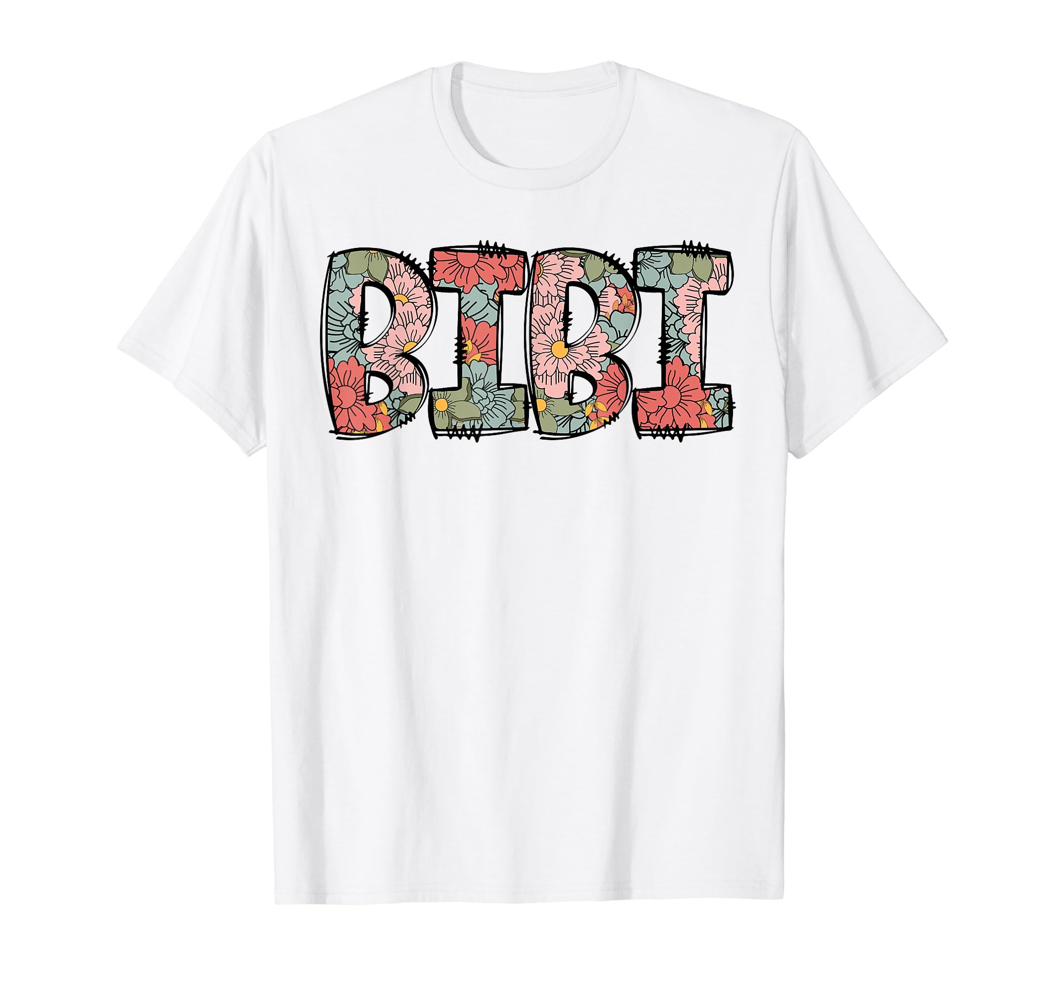 Family Floral Tee Birthday Party Baby ShowerRetro Bibi Colorful Flowers Groovy Daisy Flower T-Shirt