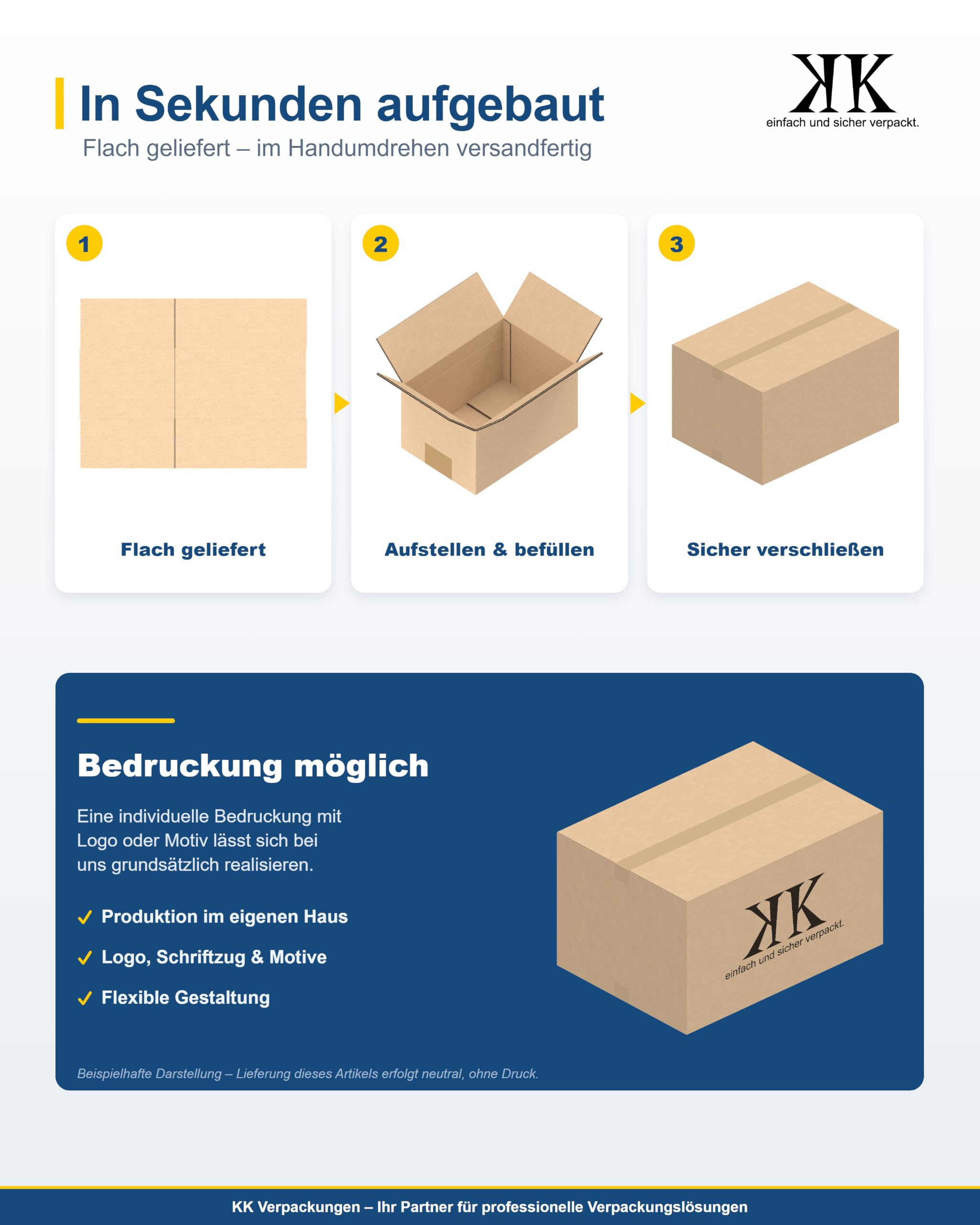 Versandkartons Kartons 700 x 500 x 400 mm 2-wellig in BC-Welle, 10 Stück | Große Faltkartons für schwere Gegenstände für den Versand [Größe/Menge wählbar]
